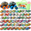 SevenQ Toy Cars for Kids Ages 4-8, 56Pcs Monster Truck Toys Pull Back Cars with Storage Box, Race Cars Party Favors for Toddler