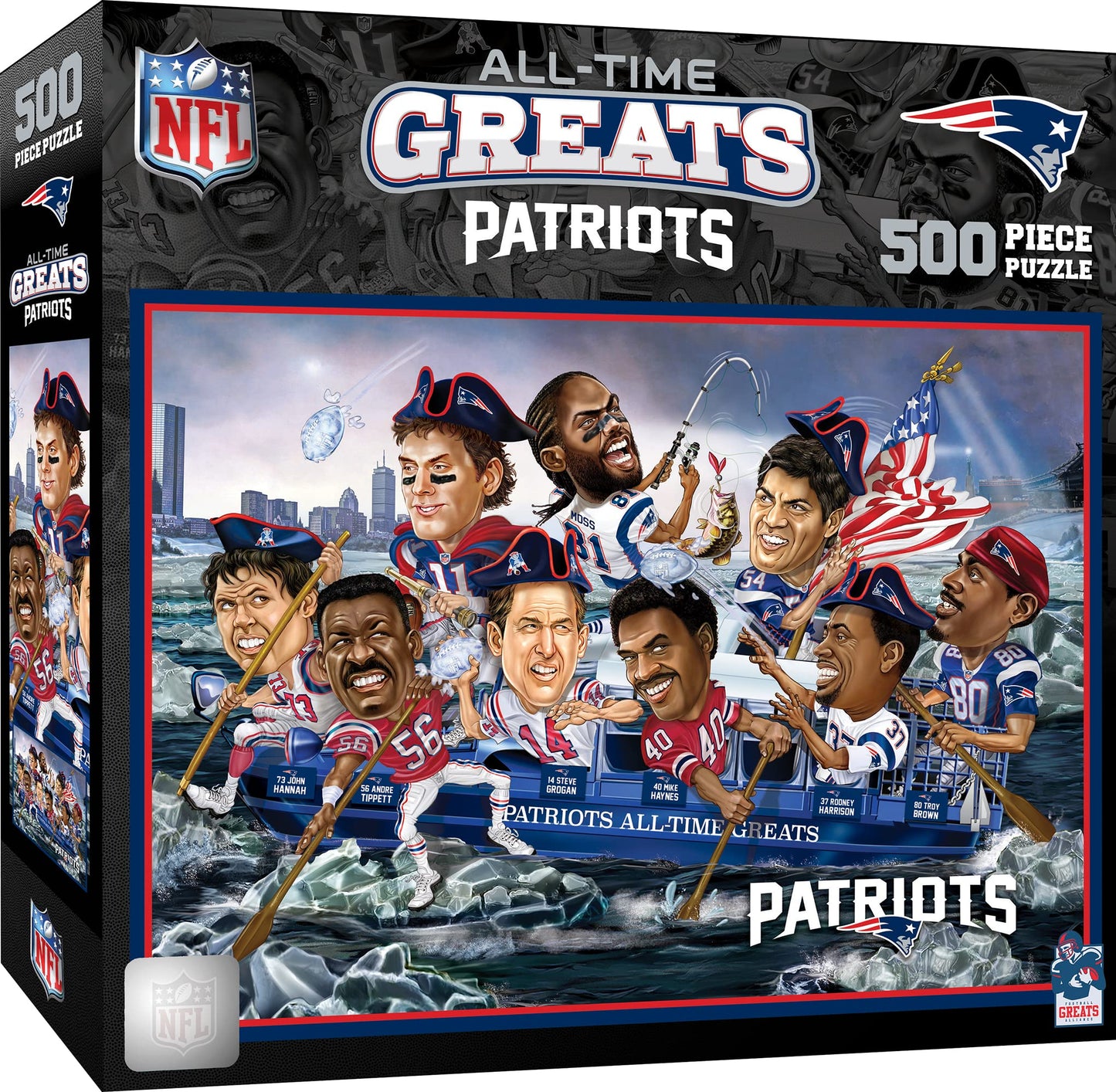 MasterPieces 500 Piece Sports Jigsaw Puzzle for Adults - NFL New England Patriots All-Time Greats - 15x21