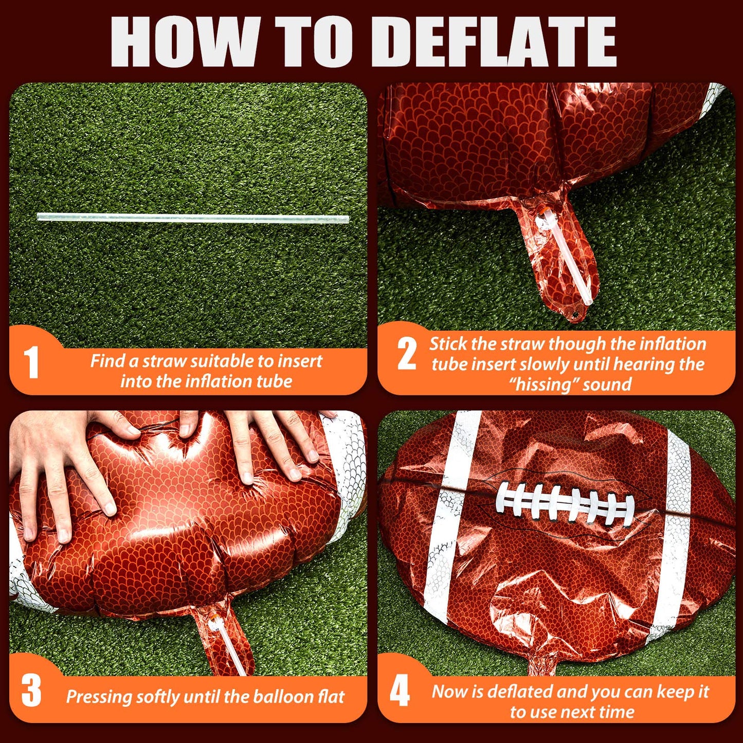 Football Balloons Football Party Balloons Football Shaped Aluminum Foil Balloons For Sport Themed Football Themed Birthday Party Decor, 26 Inch(8 Pieces)