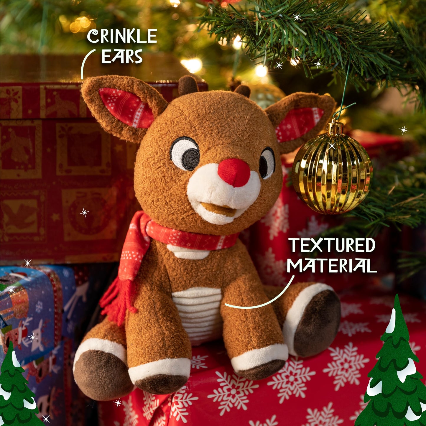 KIDS PREFERRED Rudolph the Red-Nosed Reindeer Plush Toy, 8 inches, Soft Fabric, Cute Kids' Stuffed Animal