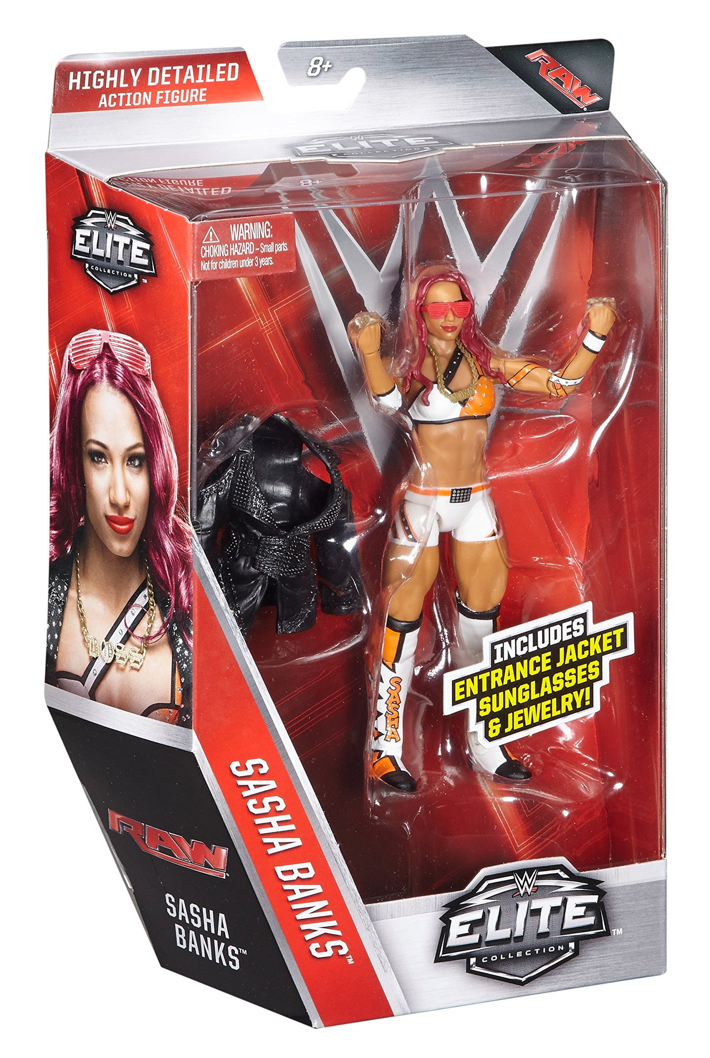 WWE Elite Sasha Banks Action Figure - Model DJX87, Plastic Material, Collectible Toy