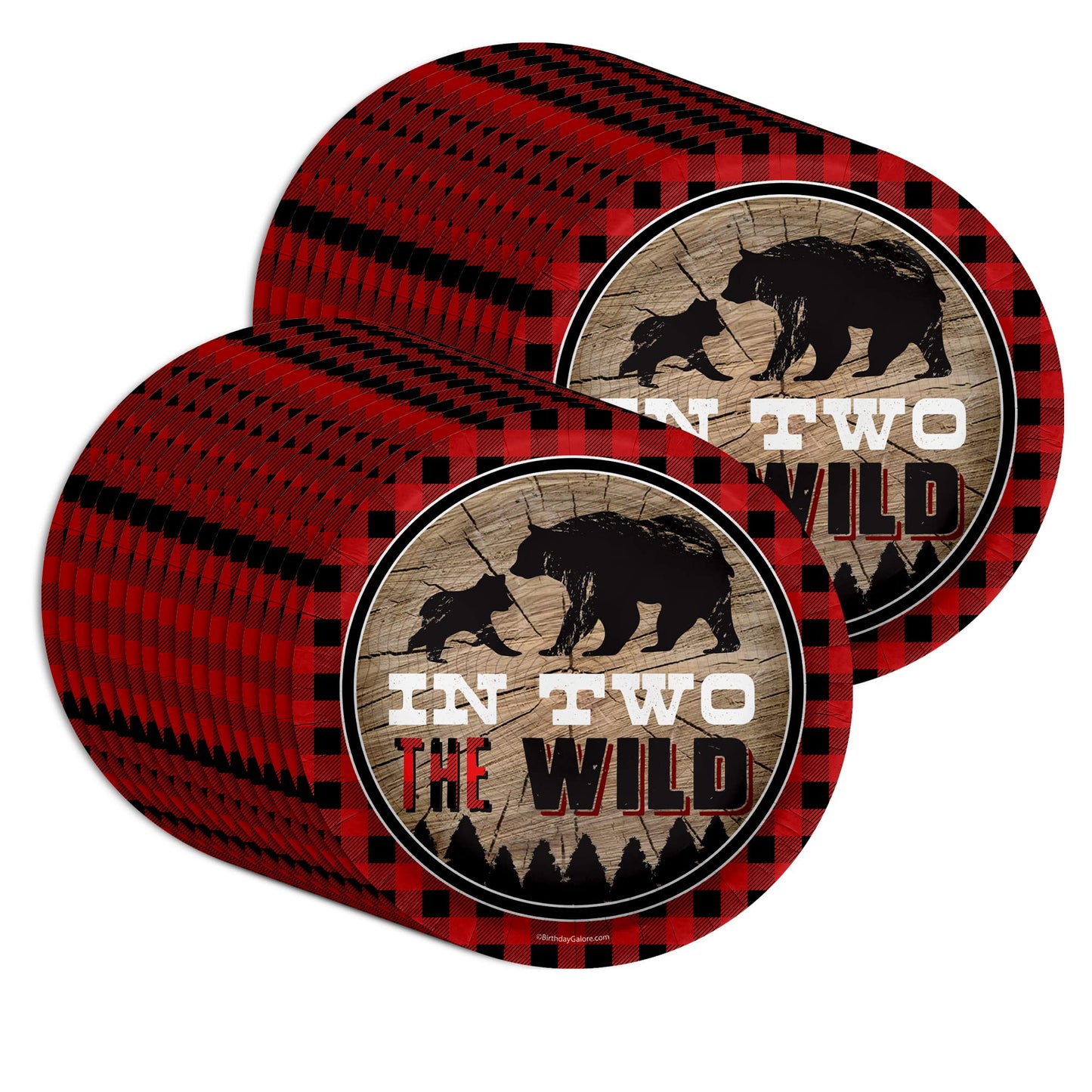 Boy'S 2Nd Birthday Party Supplies - Wild Animal Paper Plates - Rustic Second Birthday Large 9'' Plates (In Two The Wild, 32 Piec
