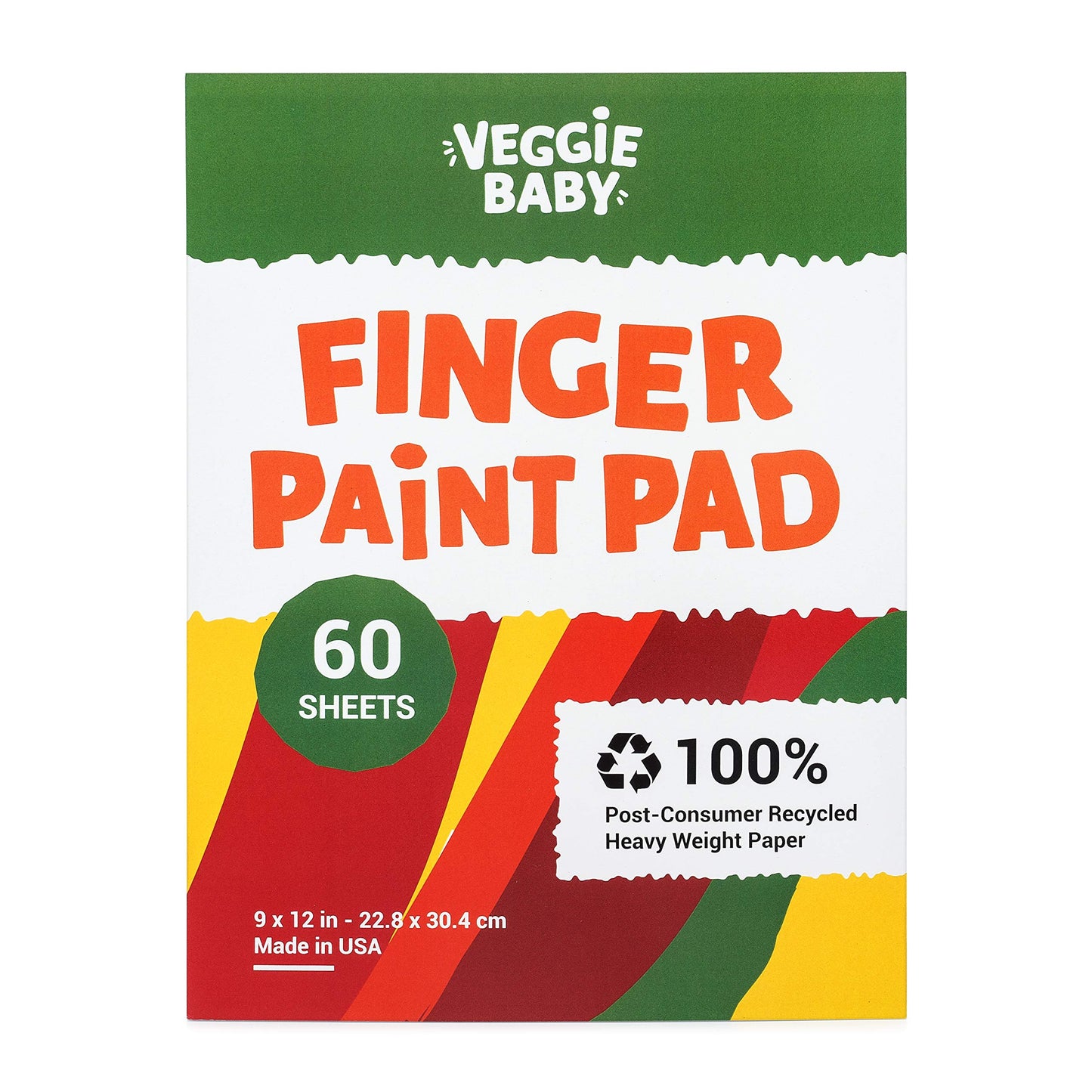 Veggie Baby Art Paper Pad for Finger Painting, Drawing and Coloring, 60 Sheets, Kids and Toddlers Multimedia Paint Use, Unwaxed