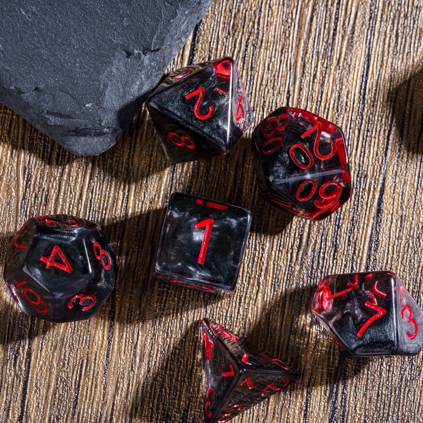 HDdais Polyhedral DND Dice Set 7PCS RPG D&D for MTG Dungeons and Dragons Role Playing Game and Other Tabletop Game(Black)