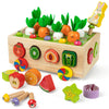 Coogam Wooden Shape Sorter Carrot Harvest Game, Multi-color, Medium, Educational Fine Motor Toy for 3-5 Year Olds