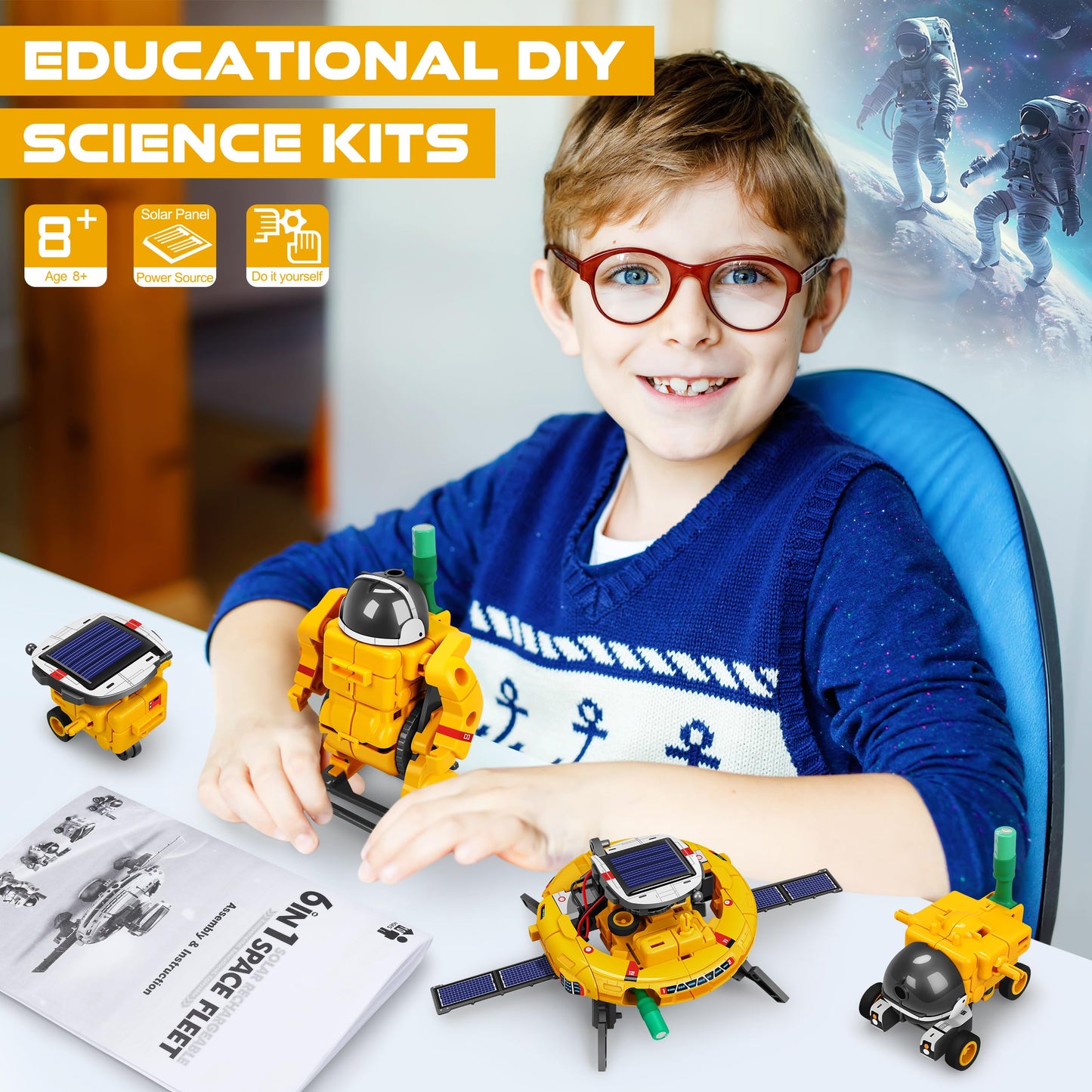 Stem 6-In-1 Education Solar Power Robots Toys For Boys,Science Kit For Kids Age 8-12, Education Toys, Great Gift For Boys And Girls For 8 9 10 11 12 Years Old