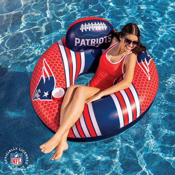 BigMouth New England Patriots 42” Inflatable Pool Float - PVC Back Support Inner Tube for Adults & Teens, Multicolor, Model 25-BPF-NE-6176