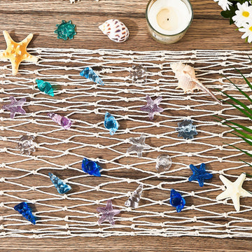 Tudomro Mermaid Fishing Net Decor Table Runner Wall Hanging Fishnet For Party Decorations,38 X 67 Inches Beach Ocean Themed Cott