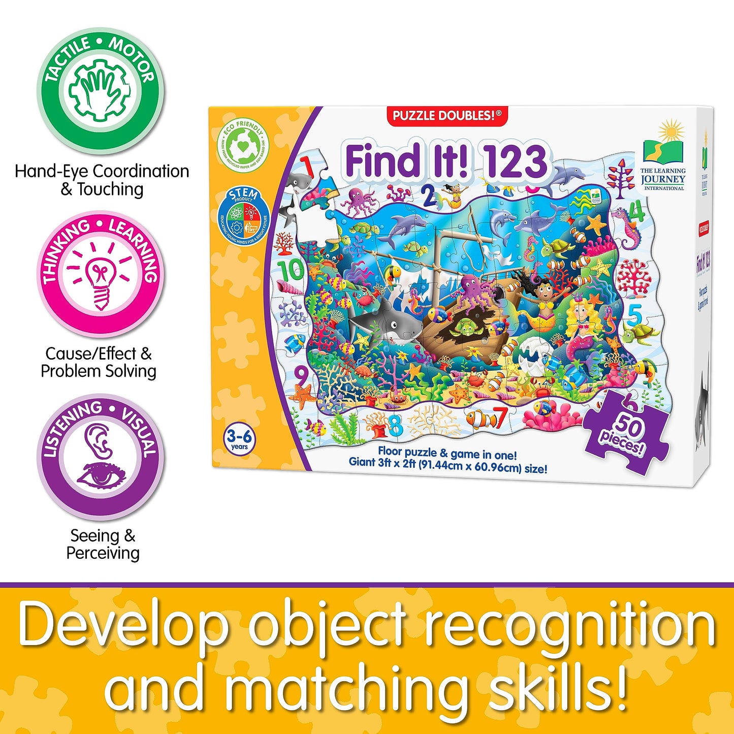 The Learning Journey Puzzle Doubles - Find It! 123 - STEM Preschool Toys & Gifts for Boys & Girls Ages 3 and Up, 24 H x 36 W x 0