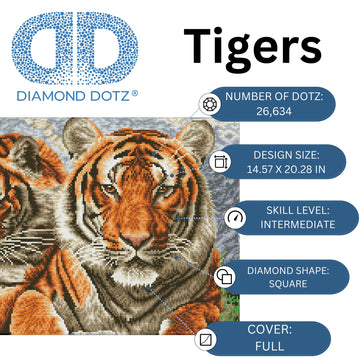DIAMOND DOTZ Tigers Animal Diamond Painting Kits for Adults - Diamond Art Kits a Relaxing Creative Craft Kit with Dotz Gems 14.6