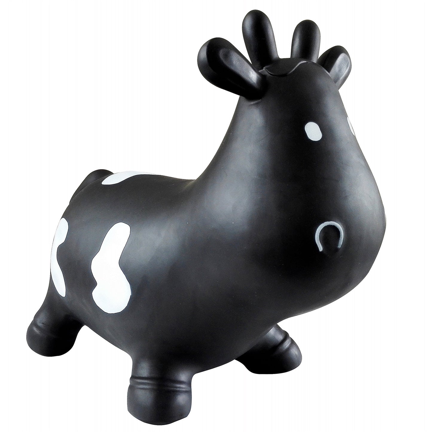 Appleround Cow Bouncer With Air Pump, Inflatable Space Hopper, Ride-On Bouncy Animal (Black)