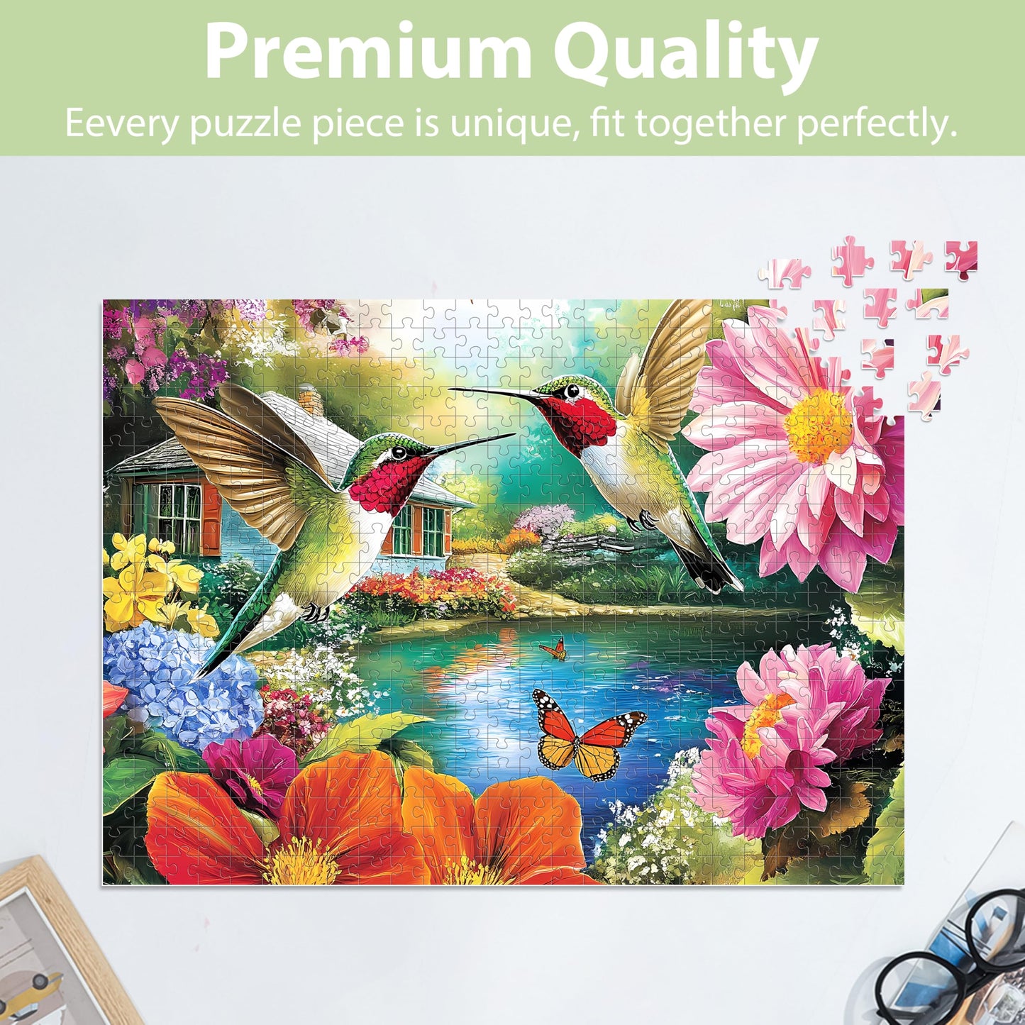 500 Pieces Puzzles For Adults Puzzle Hummingbird Flower Jigsaw Puzzles 500 Piece For Adults Kids Seniors, Letters On Back Challe
