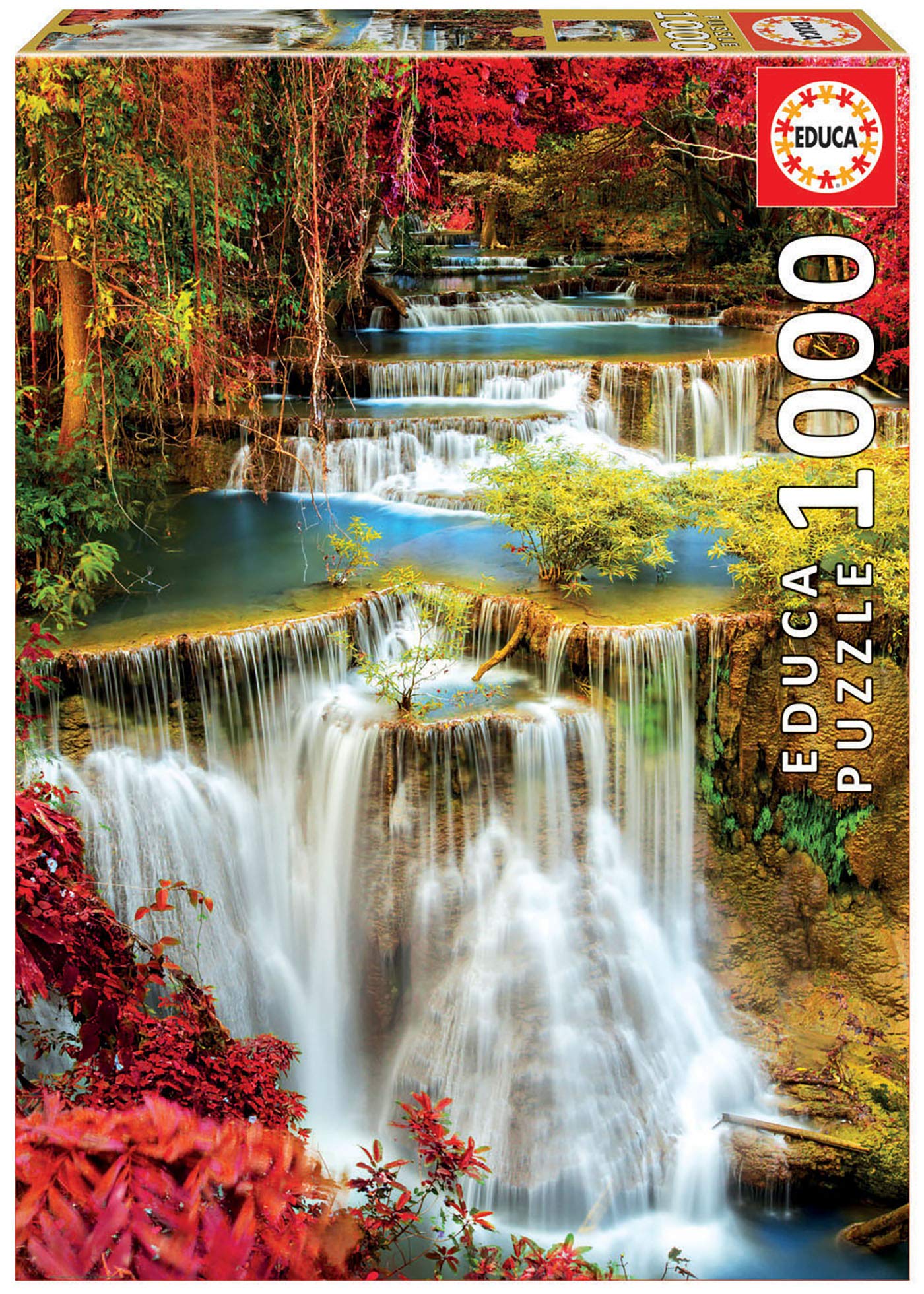 Educa - Waterfall In Deep Forest - 1000 Piece Jigsaw Puzzle - Puzzle Glue Included - Completed Image Measures 26.8' X 18.9' - Ages 14+ (18461)