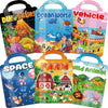 Kalysky 6-Set Puffy Sticker Books for Kids, 3D Reusable Stickers, Farm, Dinosaurs, Ocean, Space, Vehicle, Model TZS-922