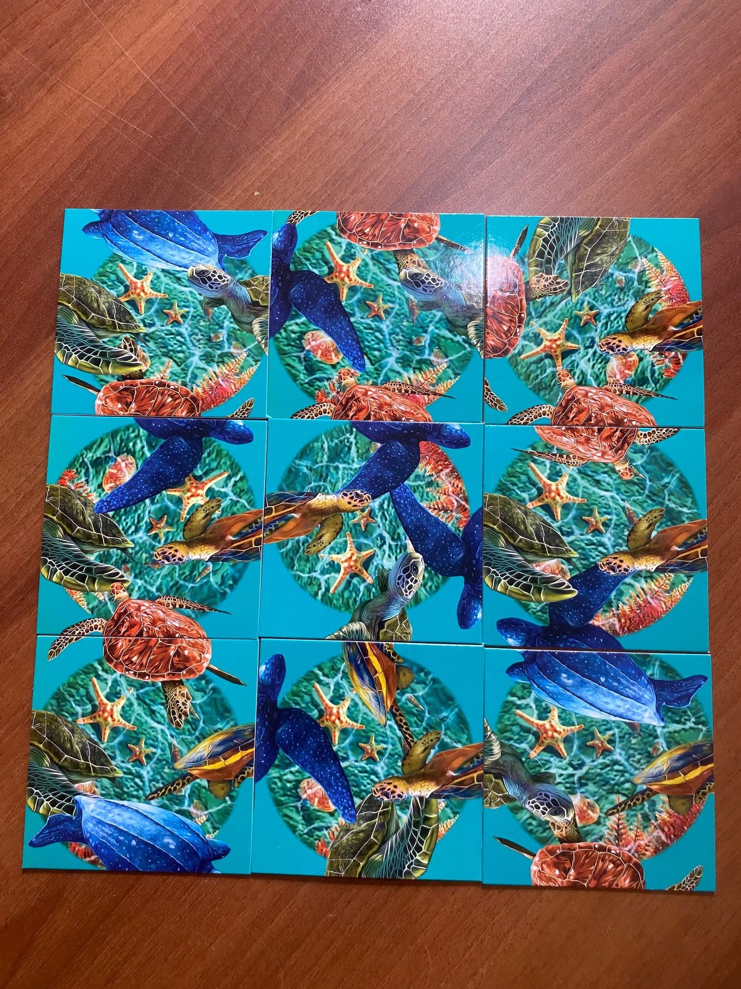 b. dazzle, inc. Scramble Squares Sea Turtles Puzzle - 9 Piece Brain Teaser for Kids & Adults - Cardboard, Model 10164
