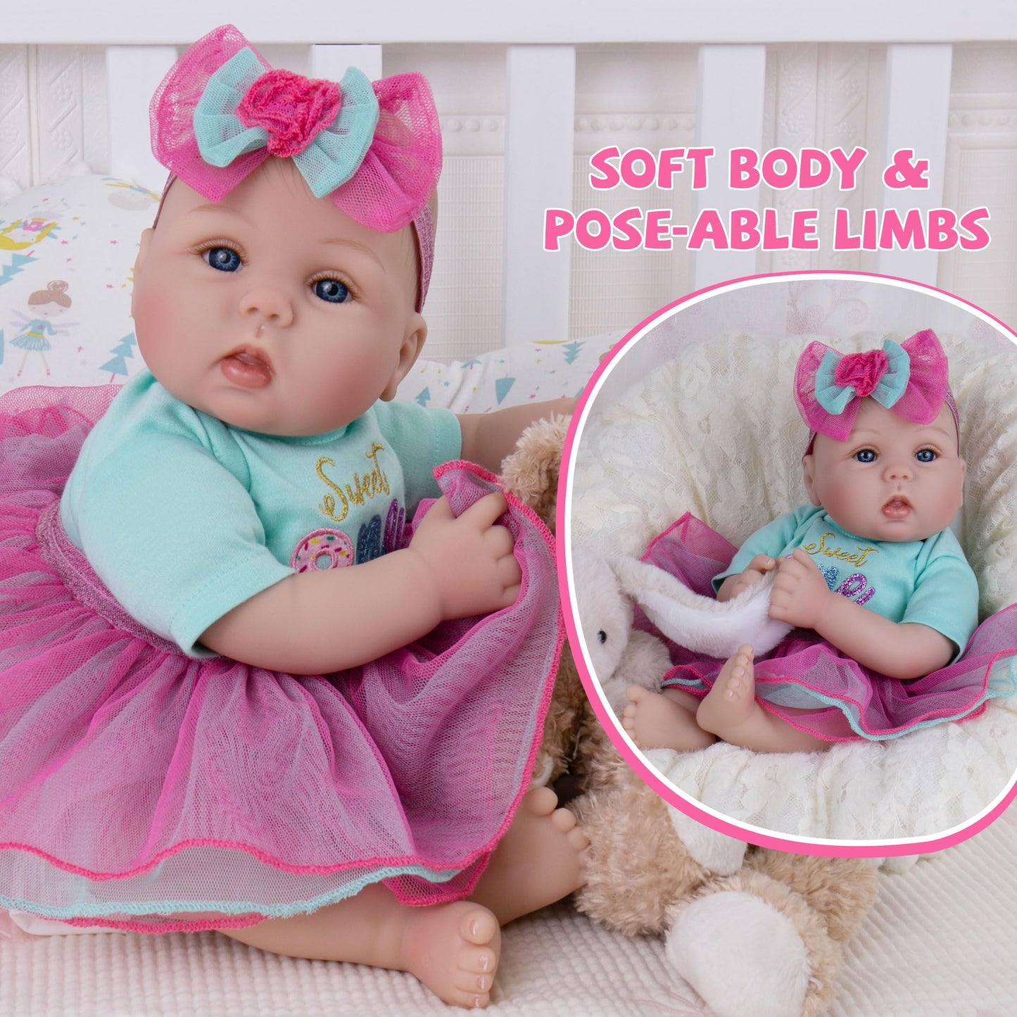 Milidool Lifelike Reborn Baby Dolls - 18 Inch Realistic Newborn Baby Dolls Girl, Real Life Baby Dolls With Soft Weighted Body, R