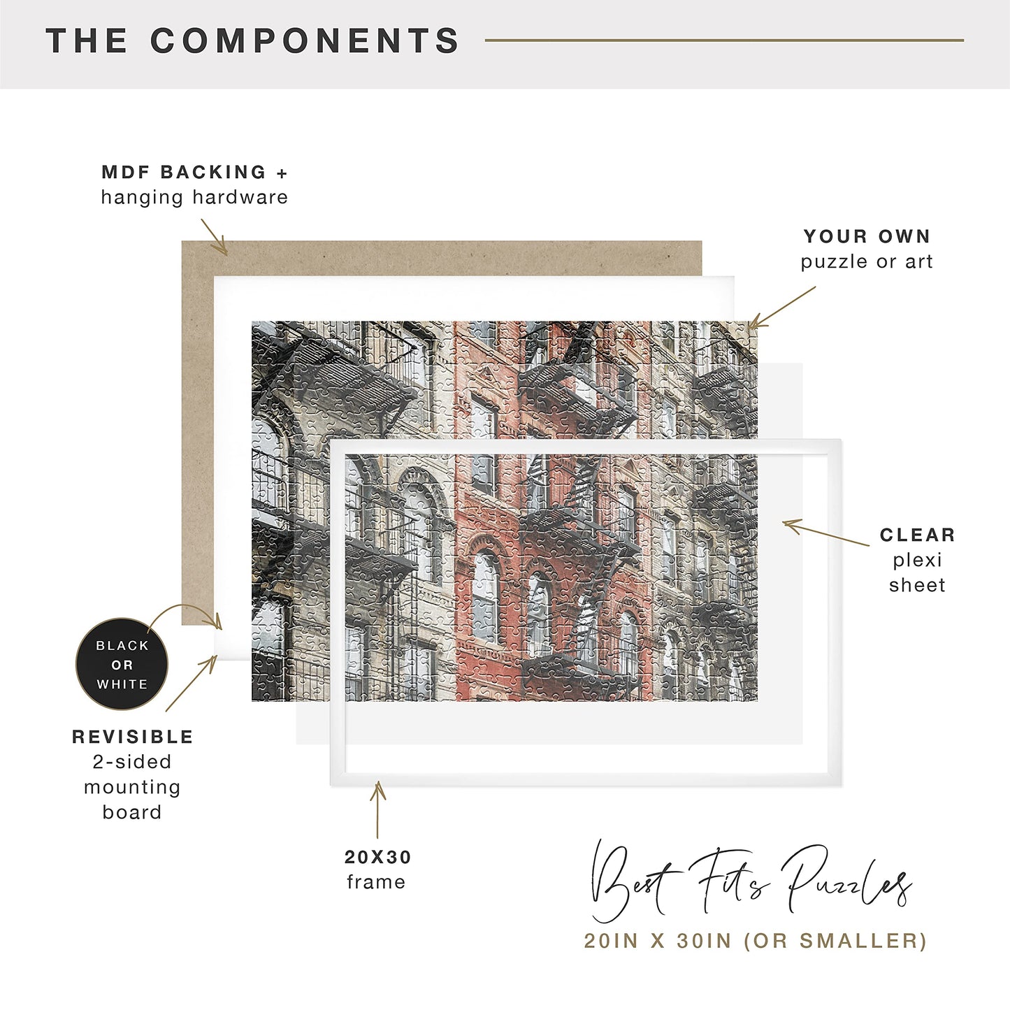 Mcs Frame For Puzzles, White, 20 X 30 In Or Smaller