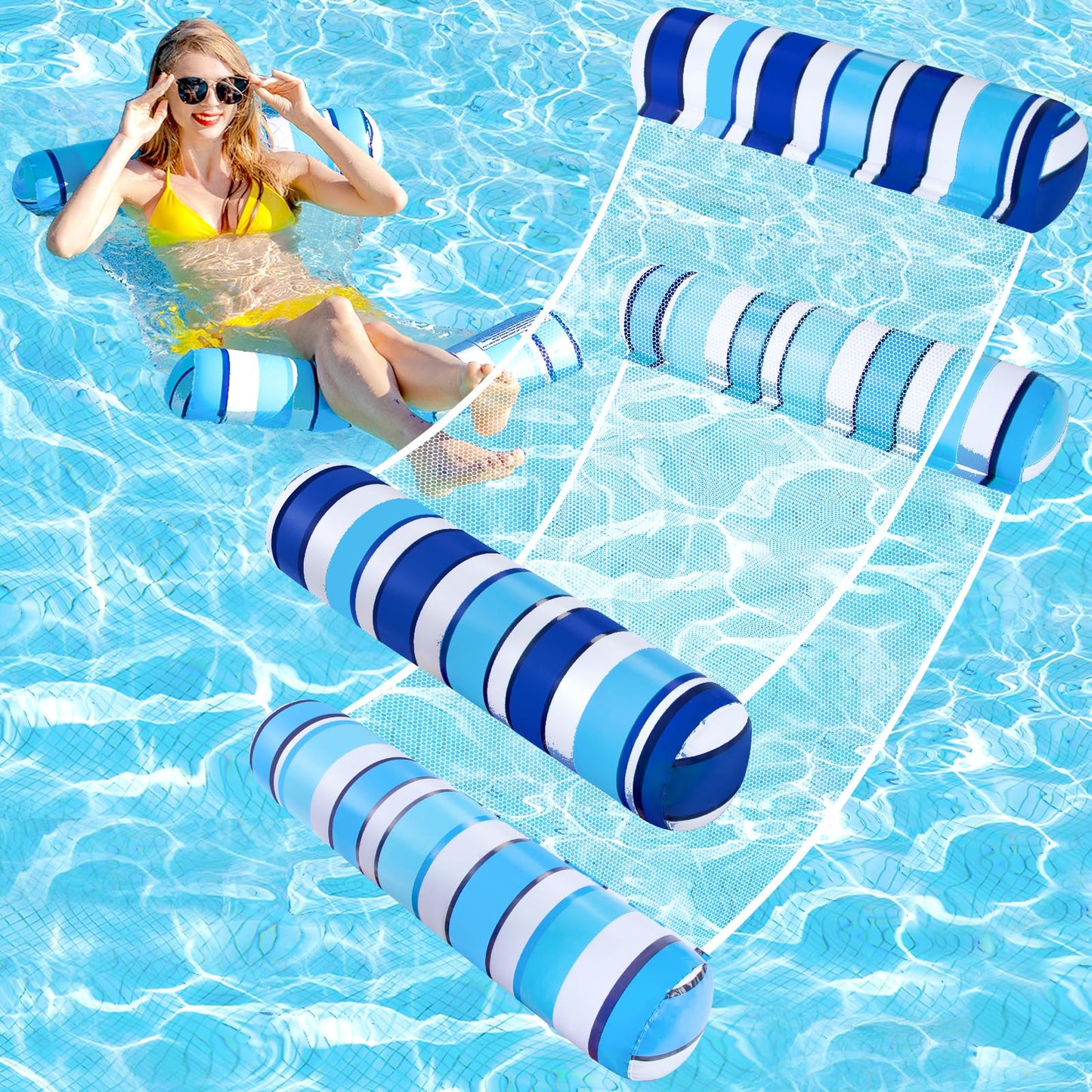 Levotiyer Pool Floats Adult - 2 Pack Pool Floats, Inflatable Pool Hammock Float, 4-In-1 Pool Hammock For Adults, Adult Pool Floa
