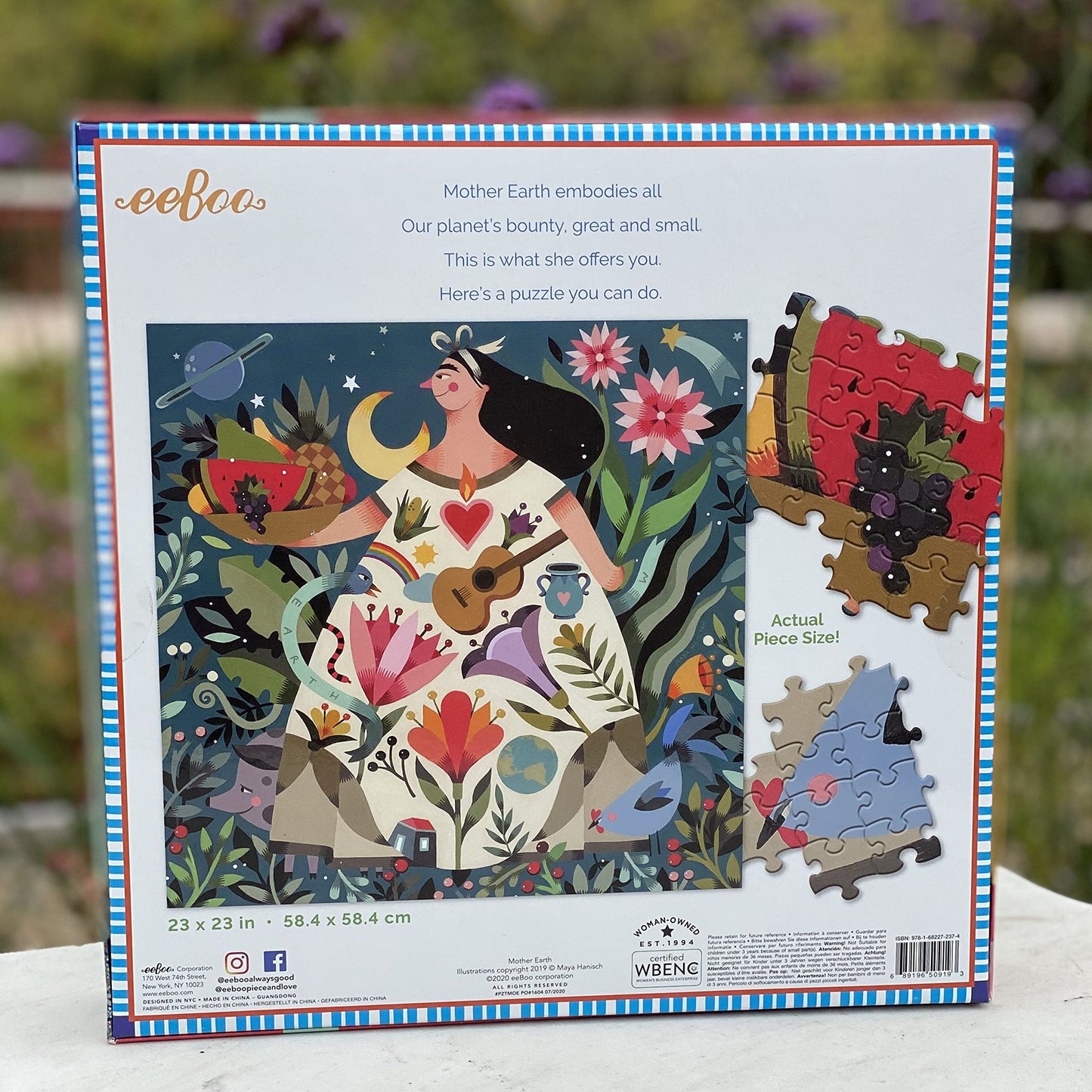 eeBoo: Piece and Love Mother Earth 1000 Piece Square mature-themed Jigsaw Puzzle Puzzle for mature-themeds and Families Glossy Sturdy Pieces and Minimal Puzzle Dust