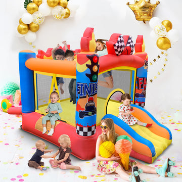 CulaLuva Inflatable Bounce House 2-in-1 with Slide, Mini Red Polyester, Model LSI002, for Kids Aged 3-6 - Indoor/Outdoor Fun
