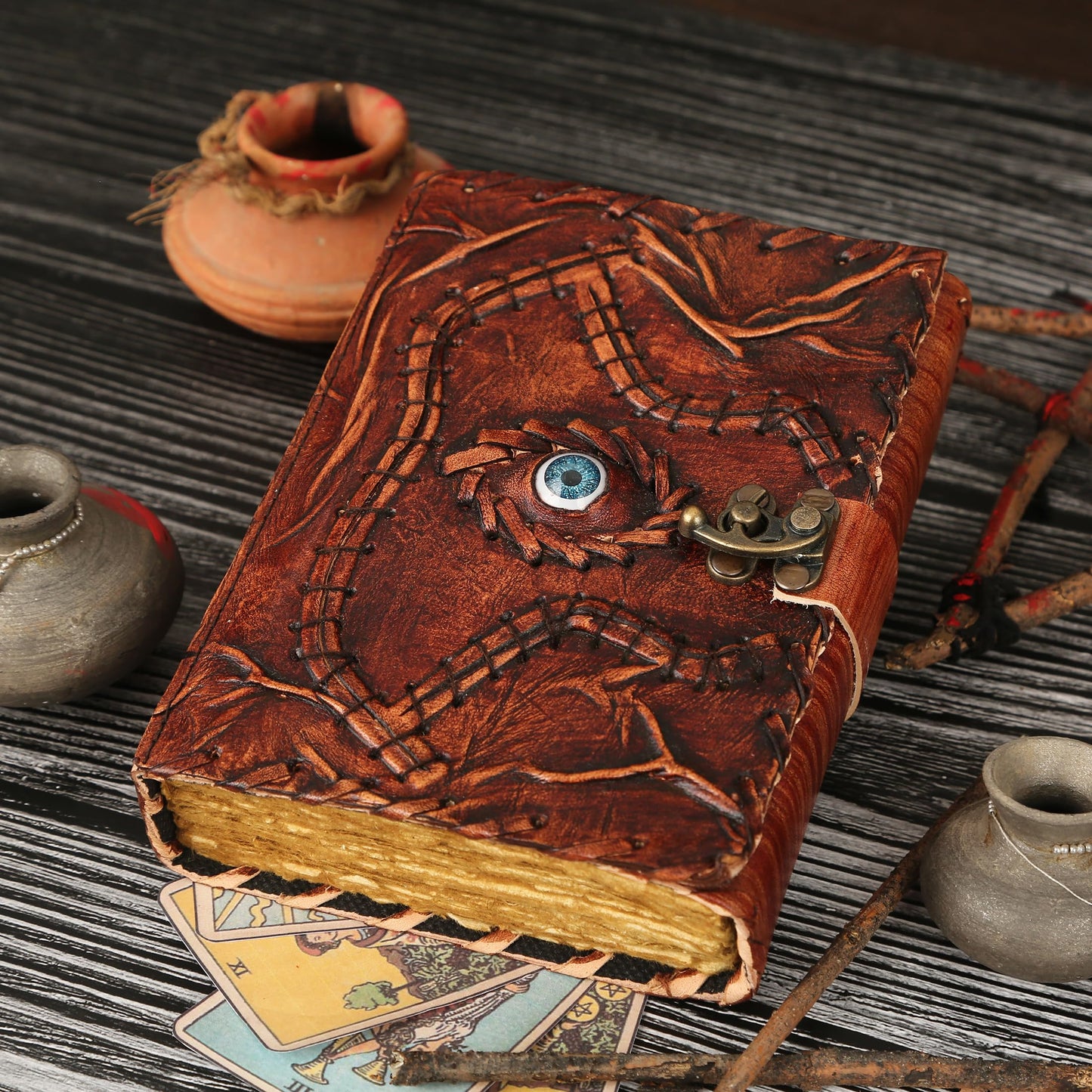Hocus Pocus Book Of Spells Handmade Vintage Leather Journal Notebook With Lock Book Of Shadows And Spell Book Hocus Pocus 2 Spel
