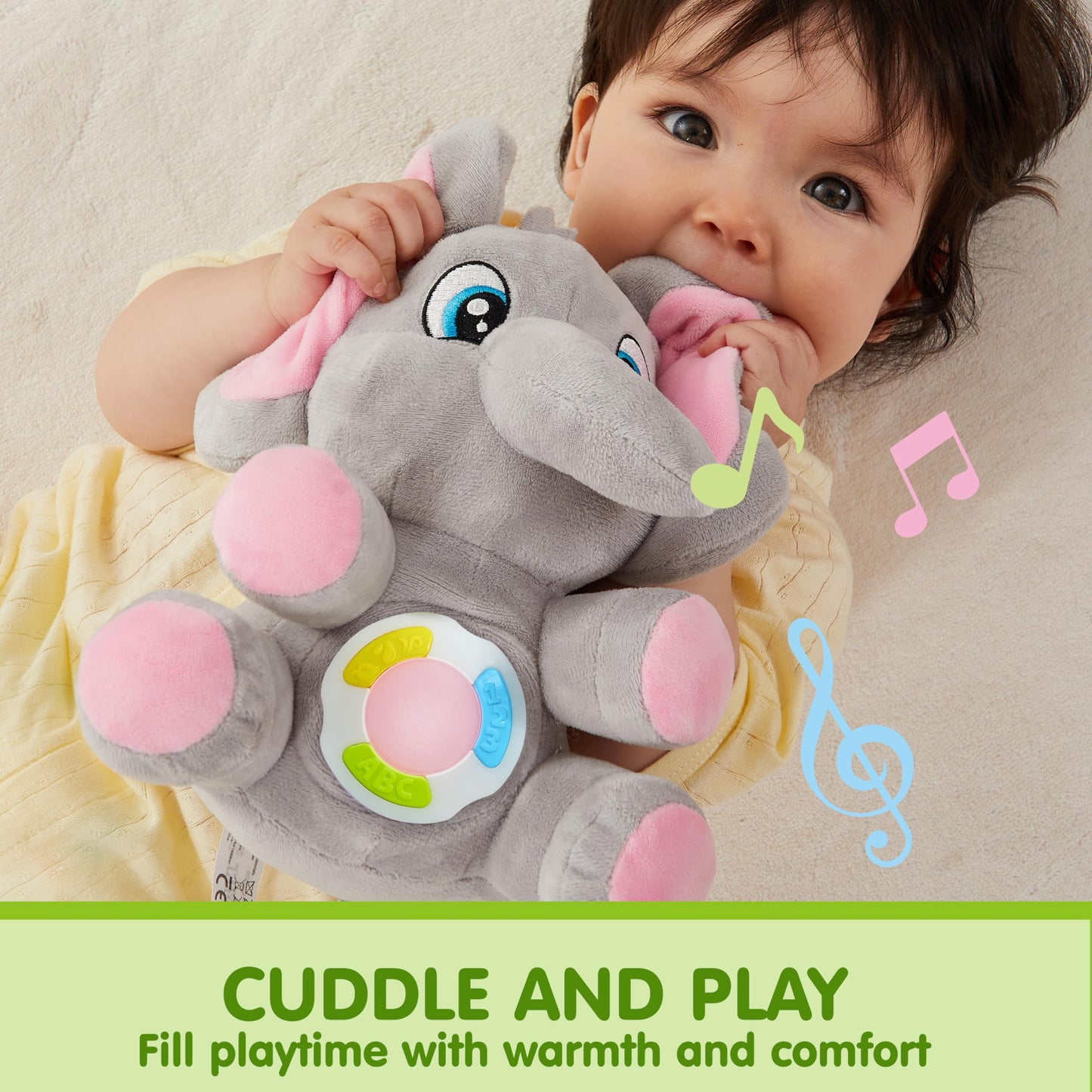 Joyin Musical Elephant Plush Baby Toy, Stuffed Animal With Music & Light, Baby Musical Soft Plush Toys For Infant Babies, Christmas Birthday Gifts For Boys And Girls 6+ Months