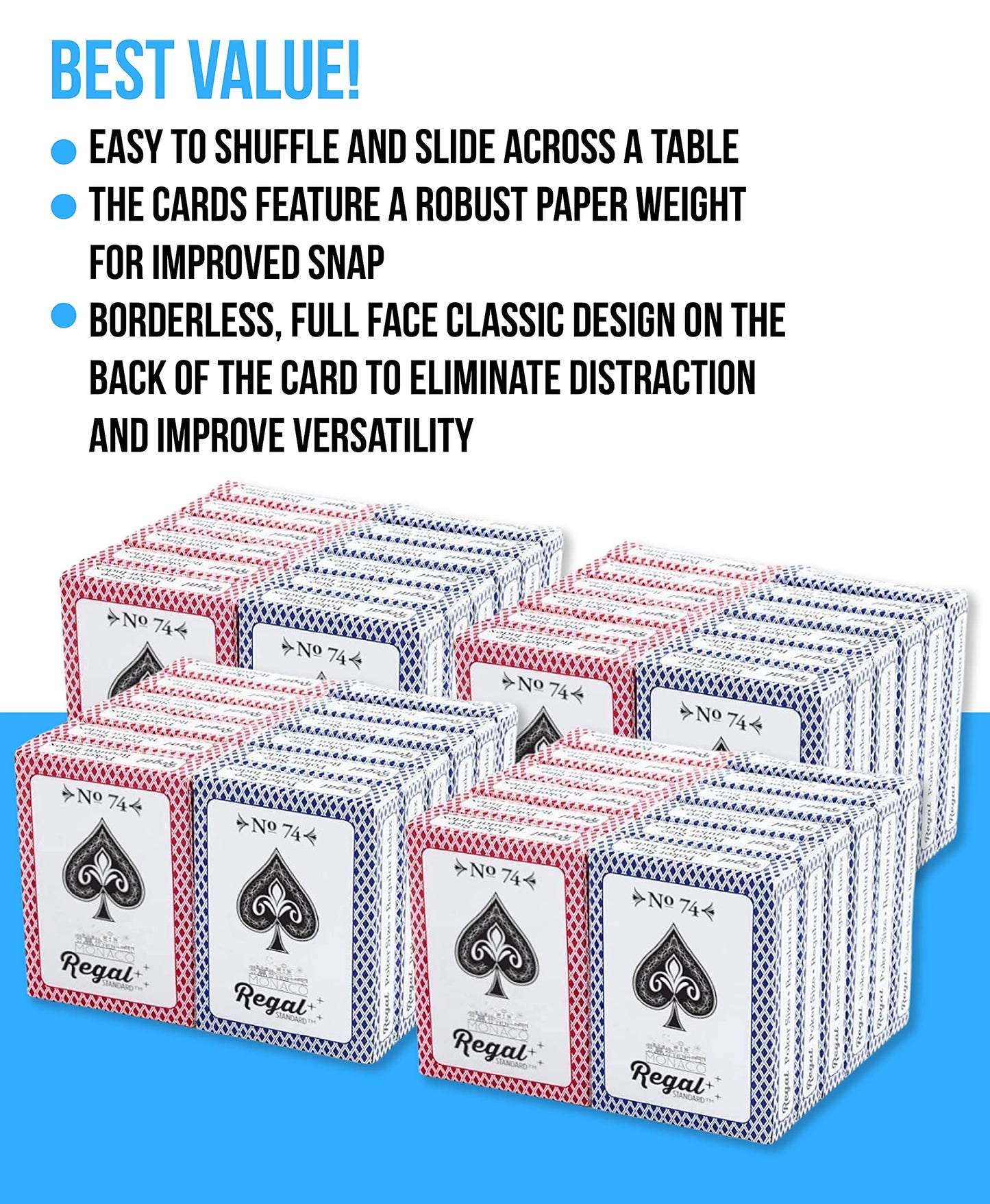 Regal Games - Bulk Playing Cards Set For Adults & Professionals - 48 Standard Decks, Large Print Deck Of Cards - Blackjack, Euchre, Canasta, Poker Cards - Fun & Travel Playing Cards