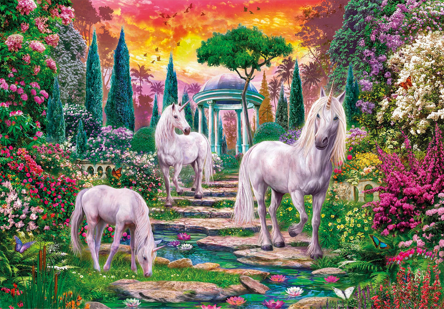 Clementoni - 32575 Classical Garden Unicorns Puzzle Collection - 2000 Pieces - Adult Puzzle, Entertainment For Adults - Made In Italy