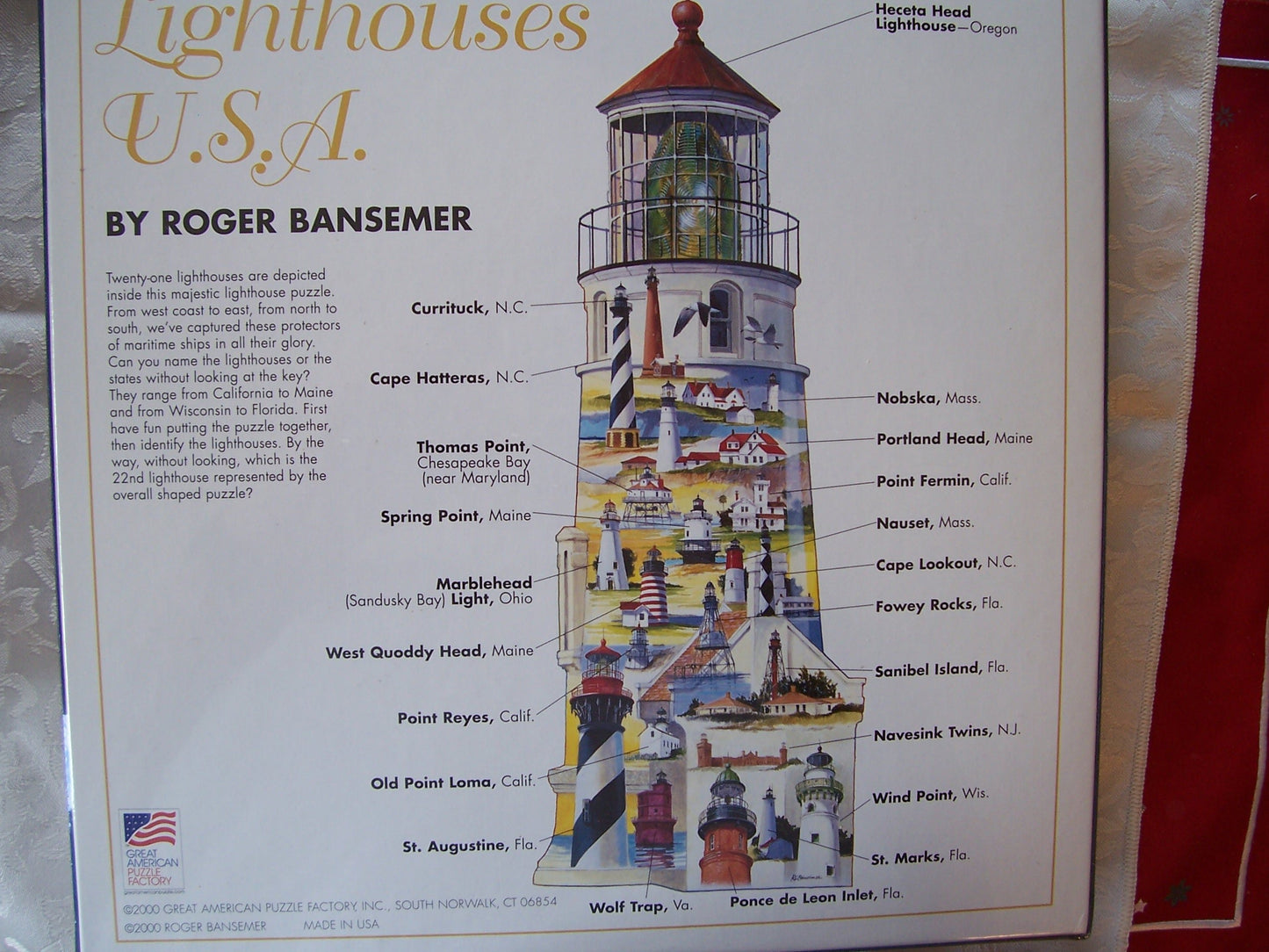 Great American Puzzle Factory Lighthouses Usa 600 Piece Puzzle