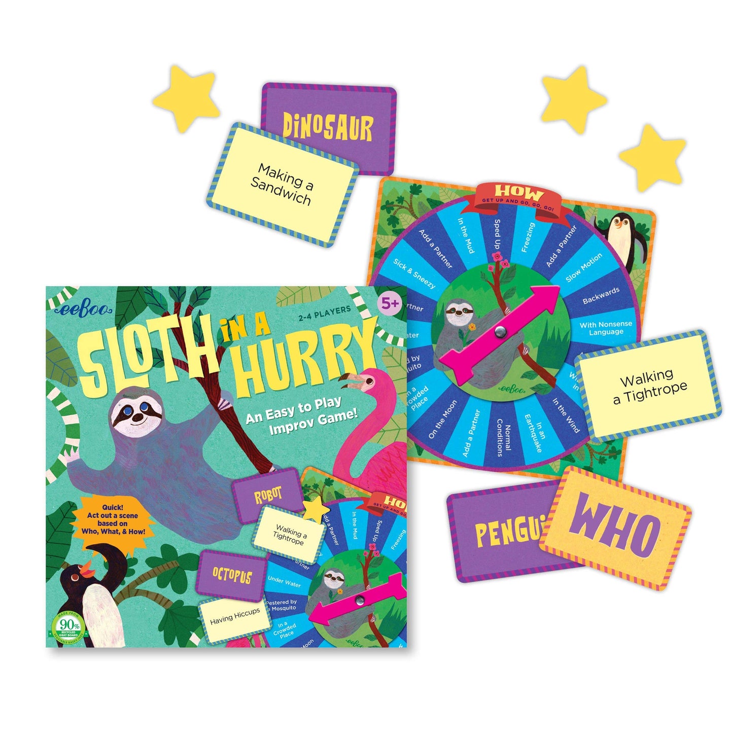 Eeboo: Sloth In A Hurry Action Board Game, An Easy To Play Improv Game, Educational Game That Cultivates Conversation, Socialization, And Skill-Building, For Ages 5 And Up
