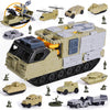 XDUOYJOY Military Tank Toy Sets with Launchable Missiles, Army Toys with 9 Vehicles, Helicopter Trucks Army Men Action Figures,