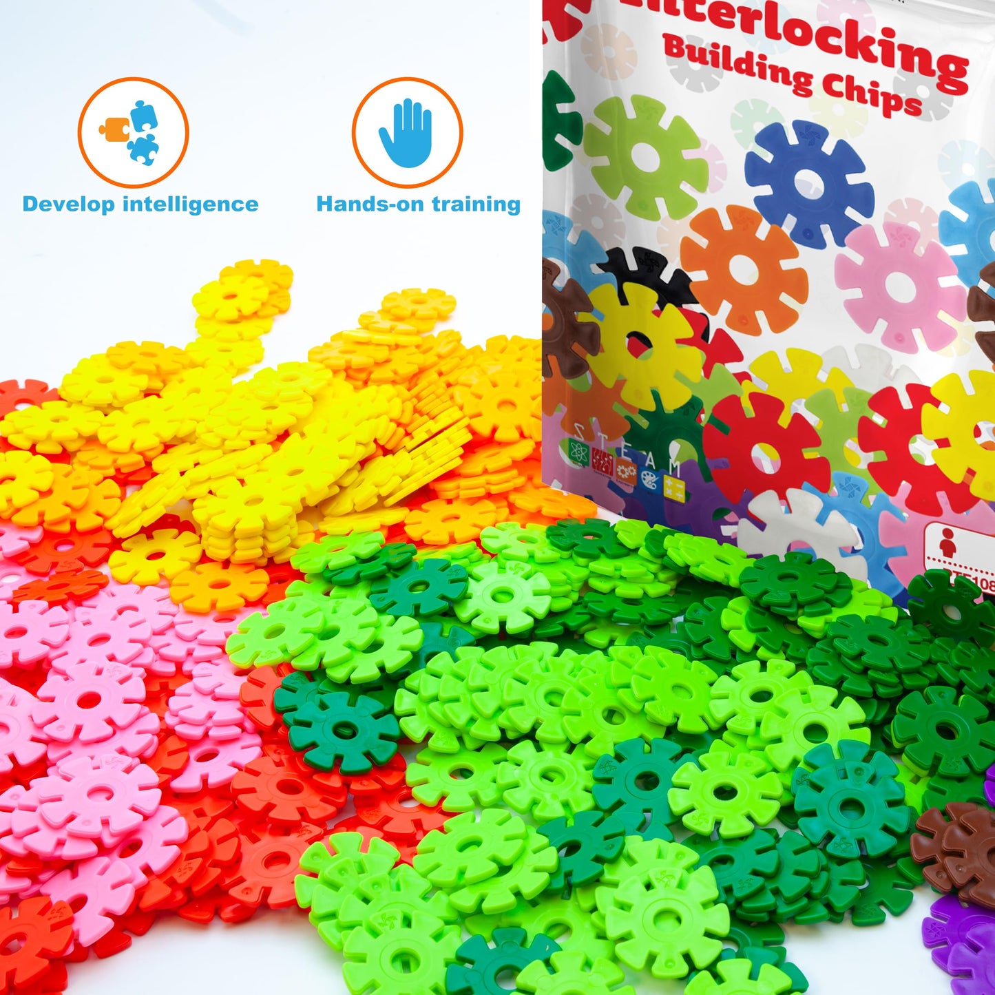 Picassotiles Building Chip Interlocking Disc Construction Blocks In Blue Color Stem Learning Early Education Toy Engineering Pla