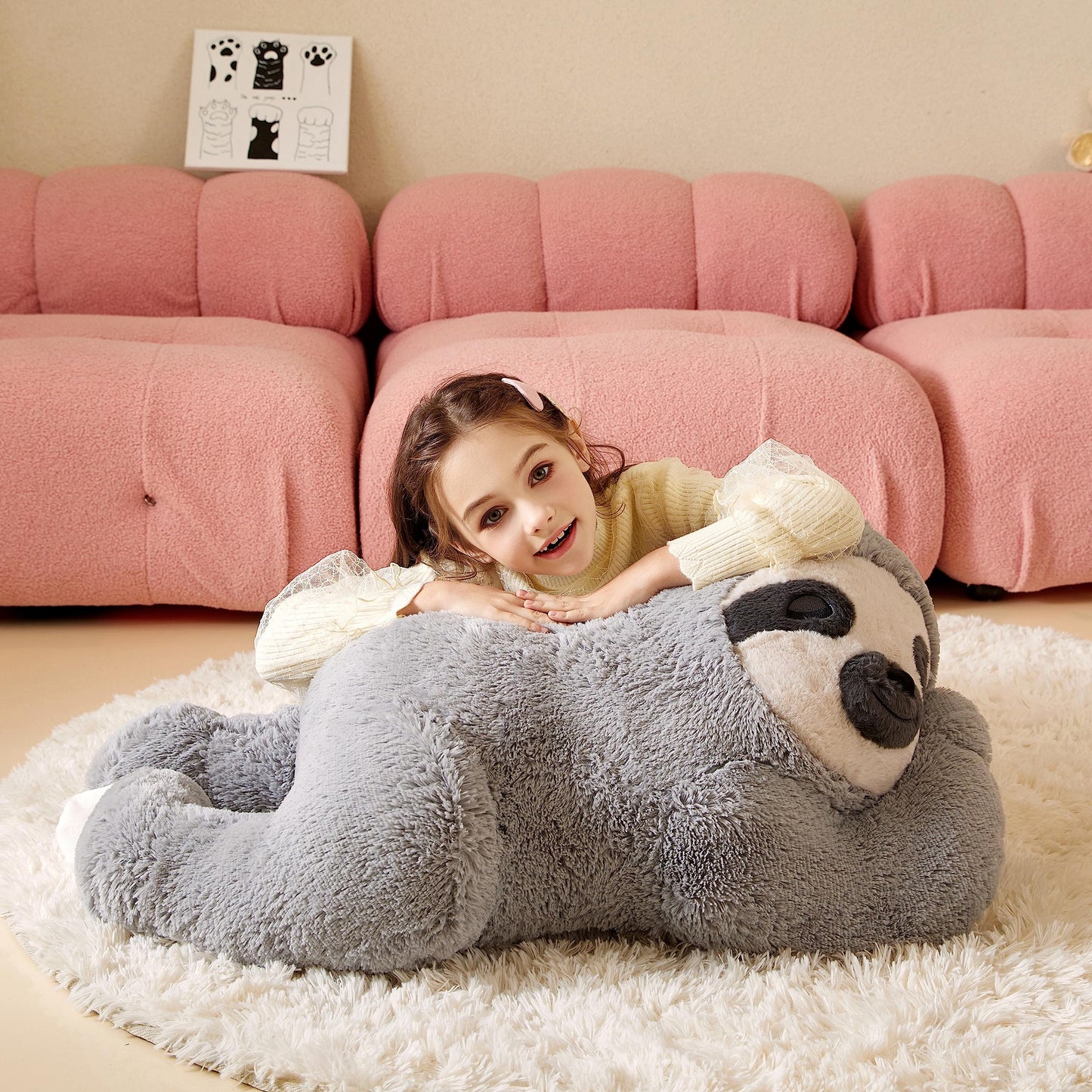 Tumyay Giant Sloth Plush Toy - 30" Soft Polyester Stuffed Animal, Cute Birthday Gift for Kids