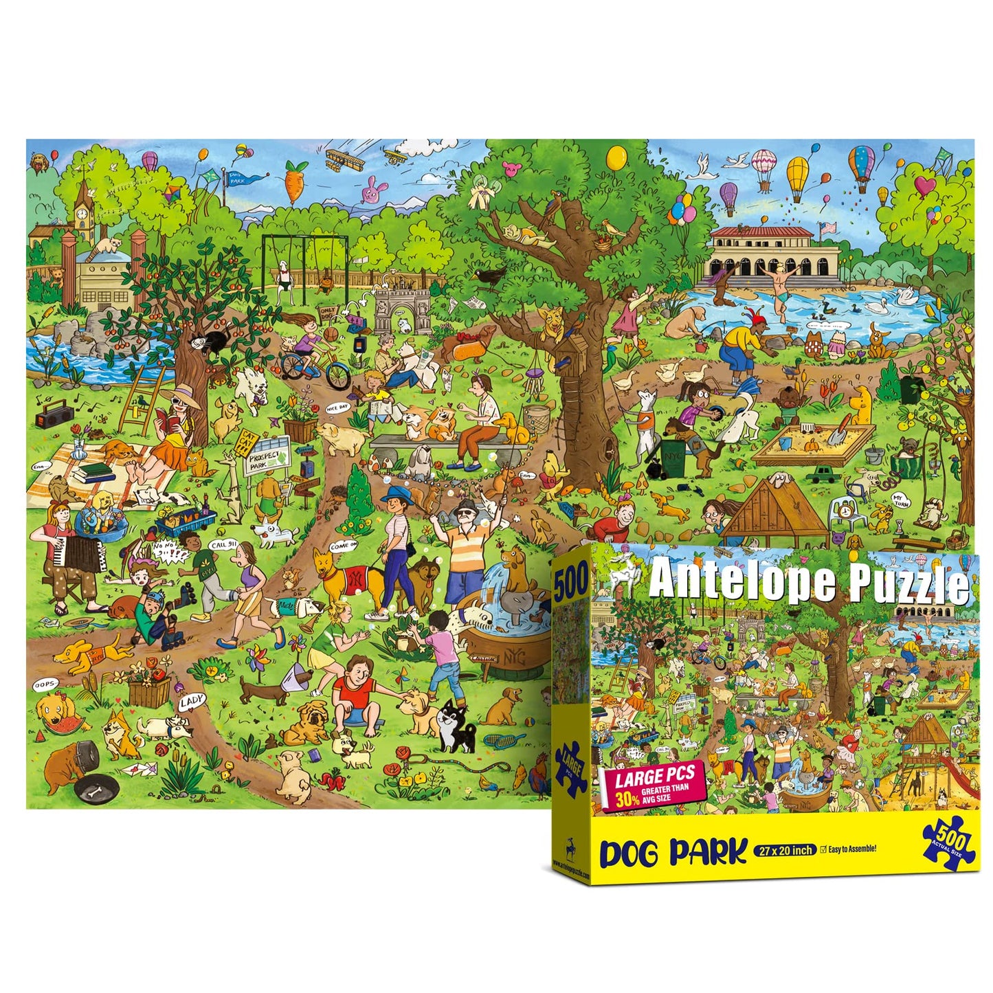 Antelope - 500 Piece Large Format Jigsaw Puzzle For Adults, Dog Park Jigsaw Puzzles 500 Pieces, Large Pieces, No Dust Puzzles For Senior Citizen, 500 Pc, Non-Glare Finish, Interlock Smoothly