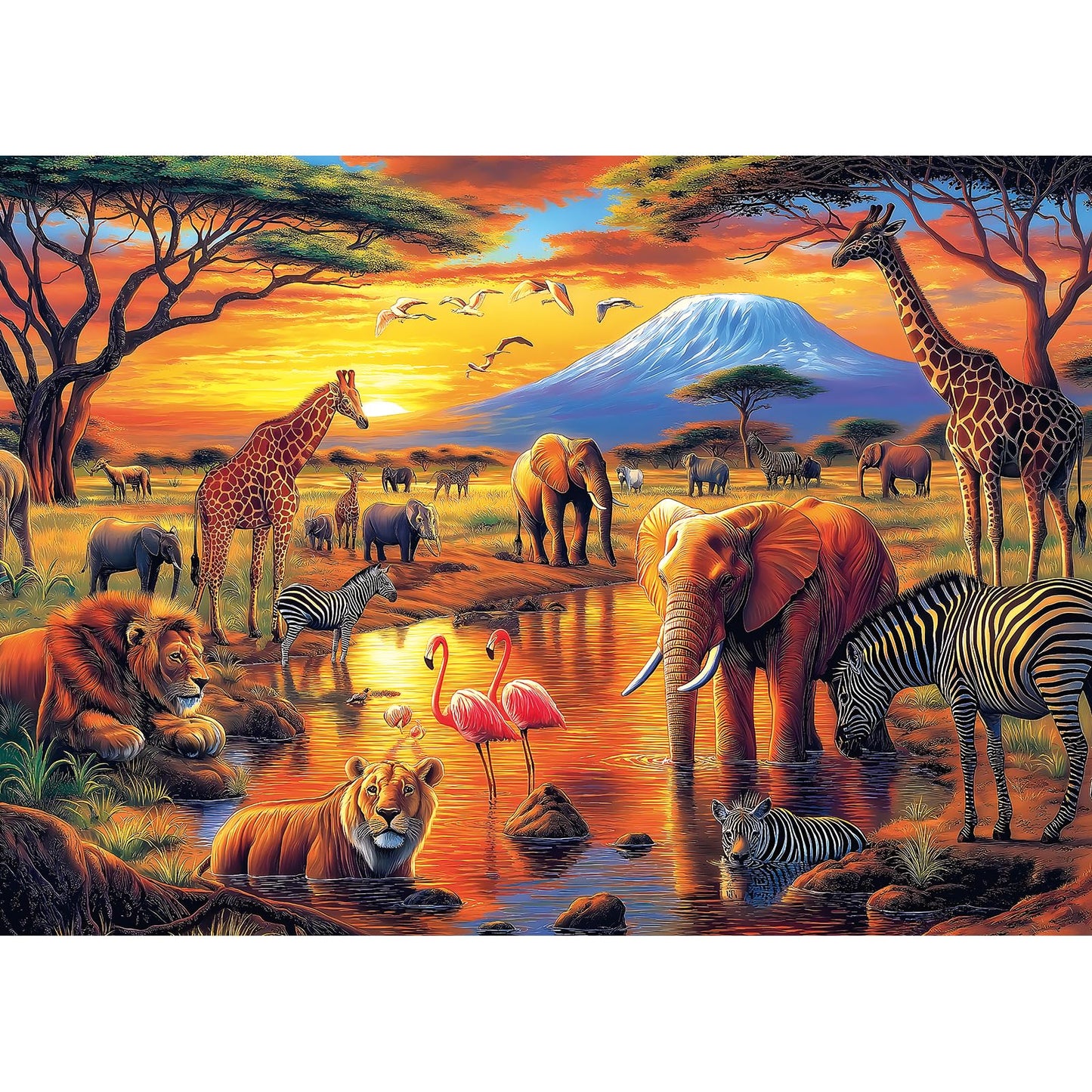 MINIWAN 1000 Piece African Safari Jigsaw Puzzle - Wildlife Photography Art, Challenging Animal Puzzle for Adults 27.5x19.7 Inch