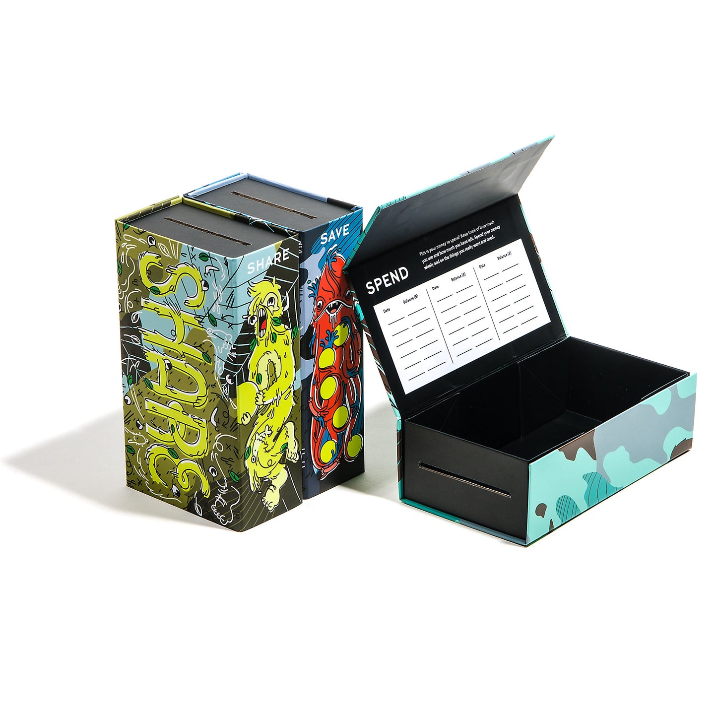 Giantsuper Smart Beast Trio Piggy Bank - 3-in-1 Educational Savings Toy, Navy/Red/Green/Yellow, Dinosaur Anti-Stress, Perfect for Kids