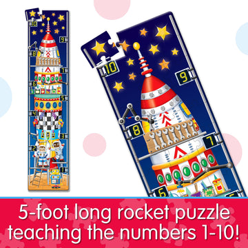 Long And Tall Puzzles - 123 Rocket Ship - 51 Piece, 5-Foot-Long Preschool Stem Puzzle, Learning Puzzles For Kids Ages 3-5, Educational Gifts For Boys & Girls Ages 3 And Up