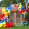 House Of Party Woody Balloon Arch - 110 Pcs Toy Inspired Story Balloons With Red, Yellow, Blue & Cow Print Balloons For Birthday