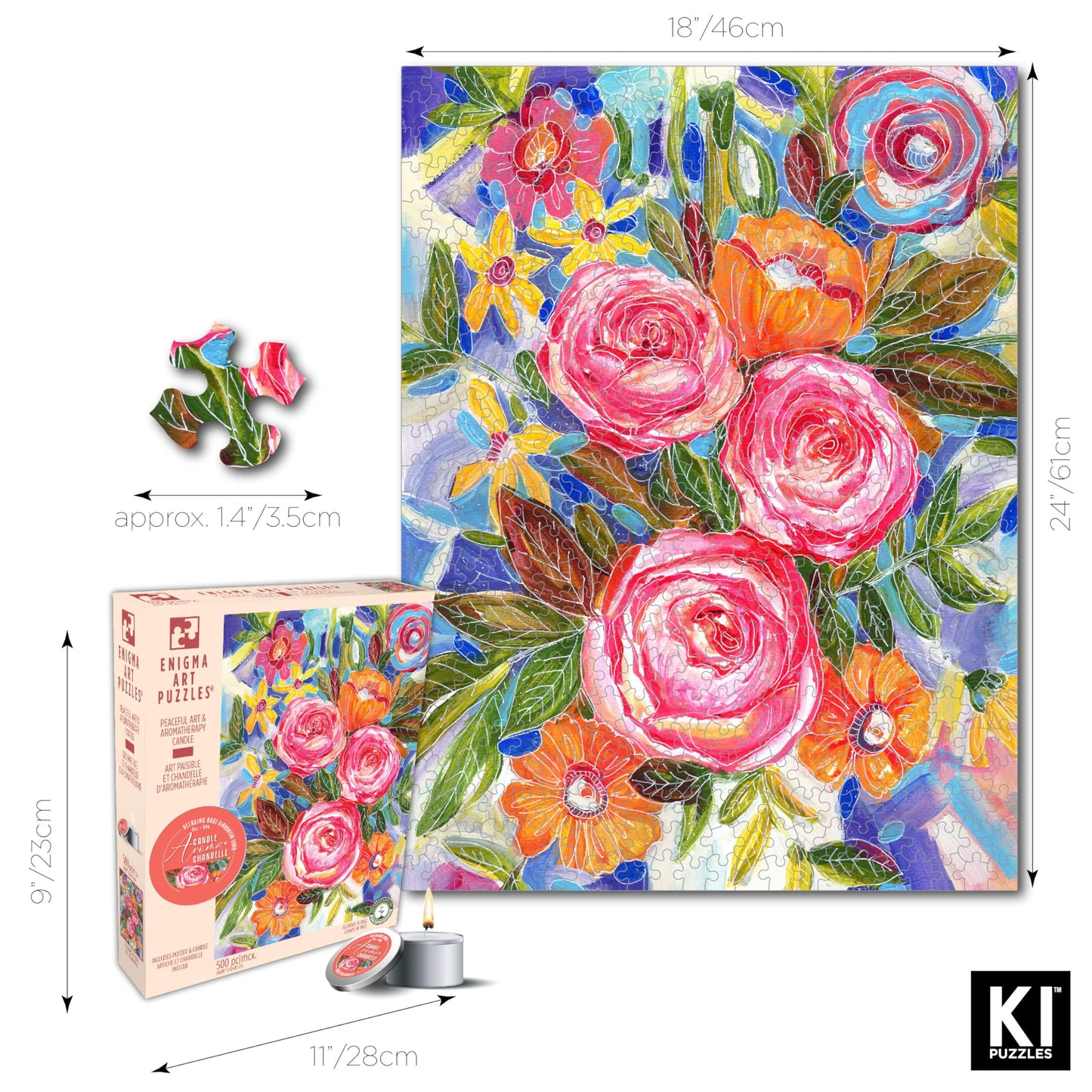 Ki Puzzles 500 Piece Puzzle For Adults Aromatherapy Flowers In Vase Jigsaw With Scented Candle From Playview Brands