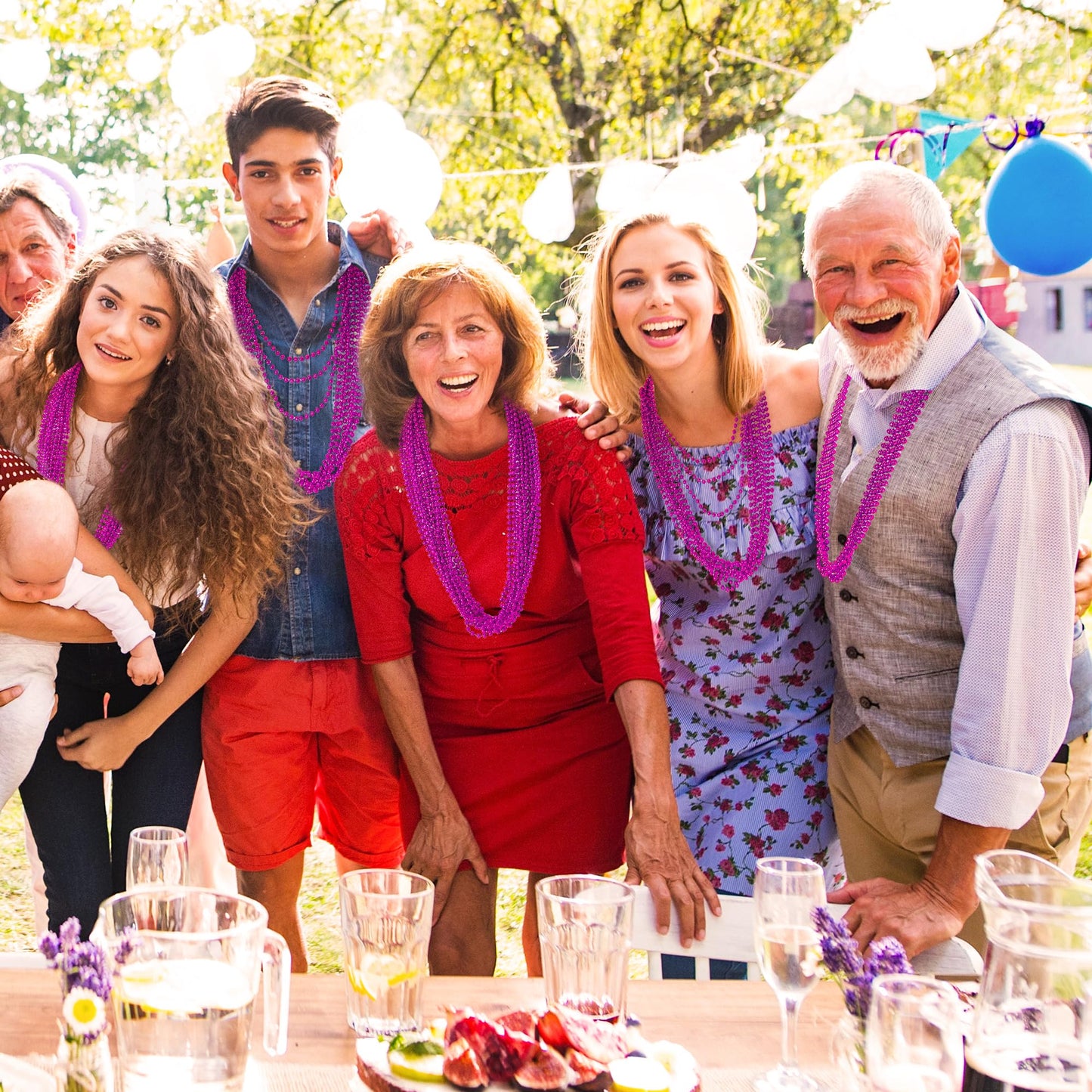 120PCS Mardi Gras Beads, 33 IN Bead Necklace, Rosered Mardi Gras Accessories, Party Costume Beads Parade Throws Bulk for Christm