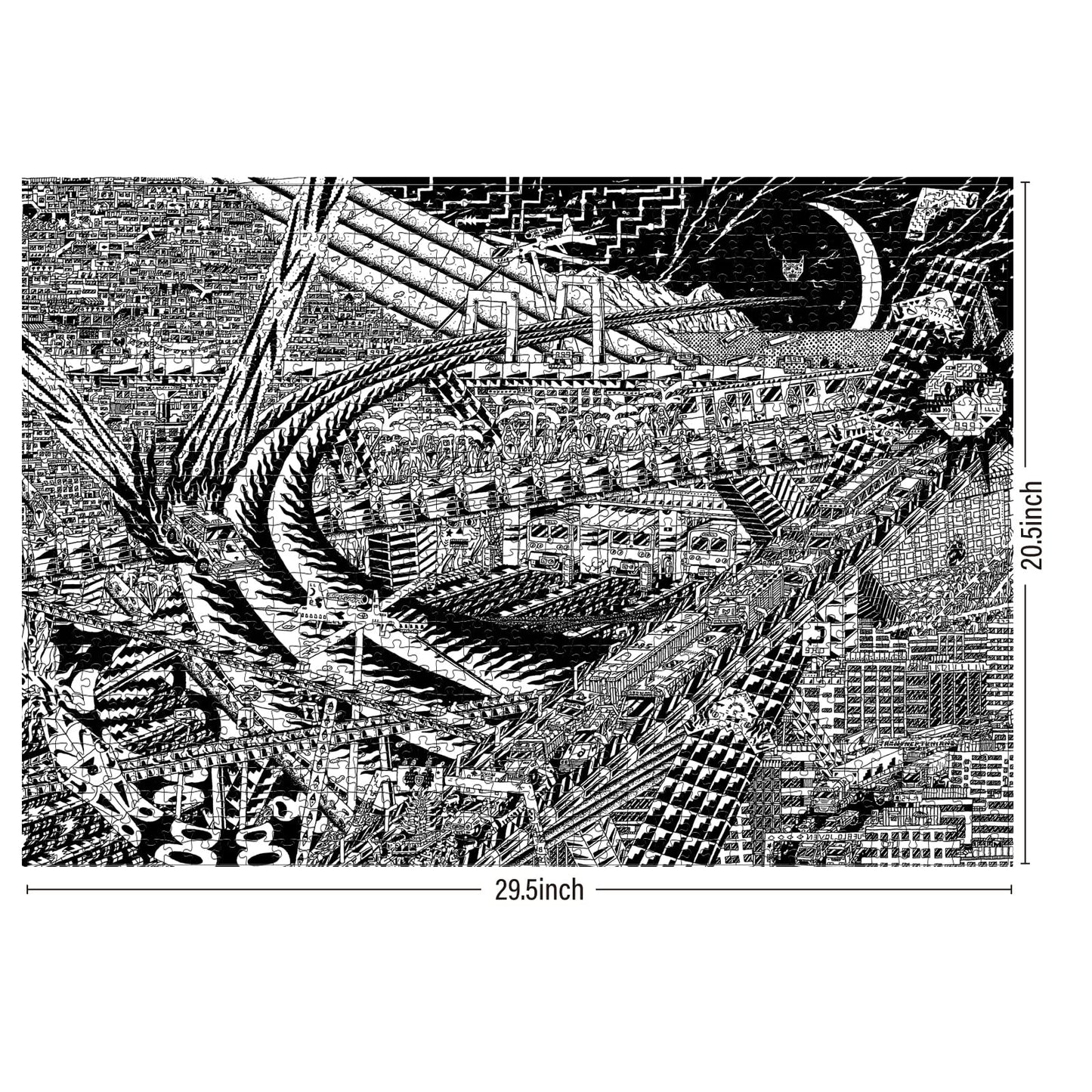 Antelope - 1000 Piece Puzzle For Adults, Cyber City Black & White Metropolitan Jigsaw Puzzles 1000 Pieces Hell Difficulty, High Resolution, Matte Finish, Smooth Edging, No Dust Puzzle