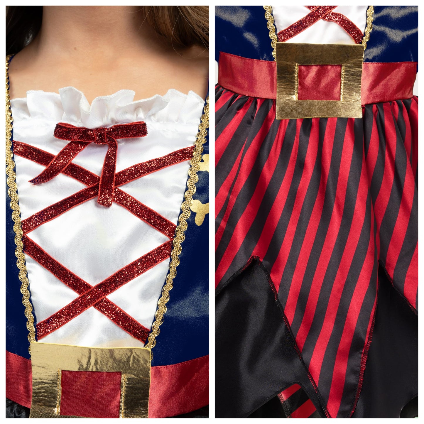 Spooktacular Creations Halloween Kids Pirate Costume Blue Pirate Dress for Girls Buccaneer Princess Outfit for Girls Halloween Dress Up RolePlay Themed Party (Medium 8-10 yrs)