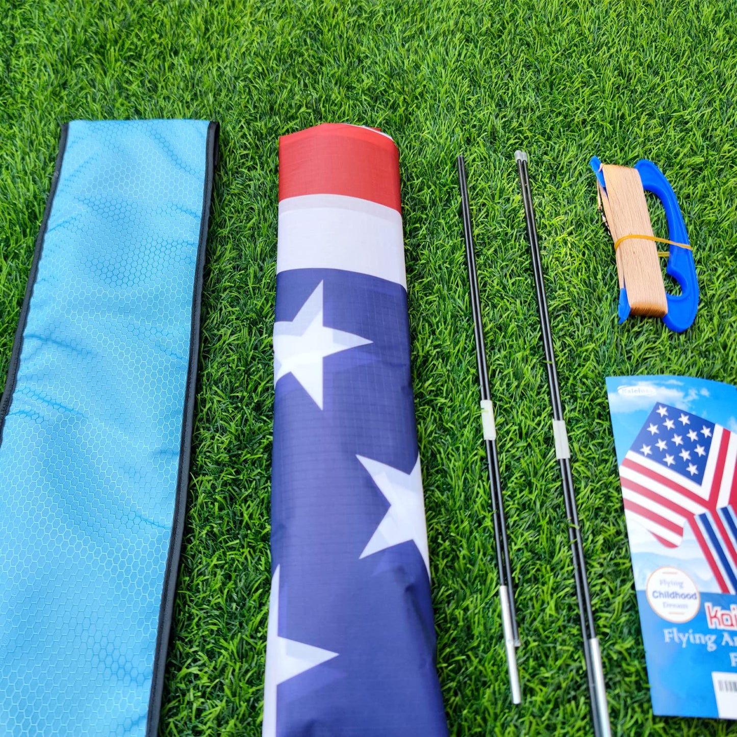 Kaiciuss American Flag Delta Kite For Kids & Adults Easy To Fly Large, The Easiest Single Line Beach Kite, It Comes With 300Ft String Kite Handle