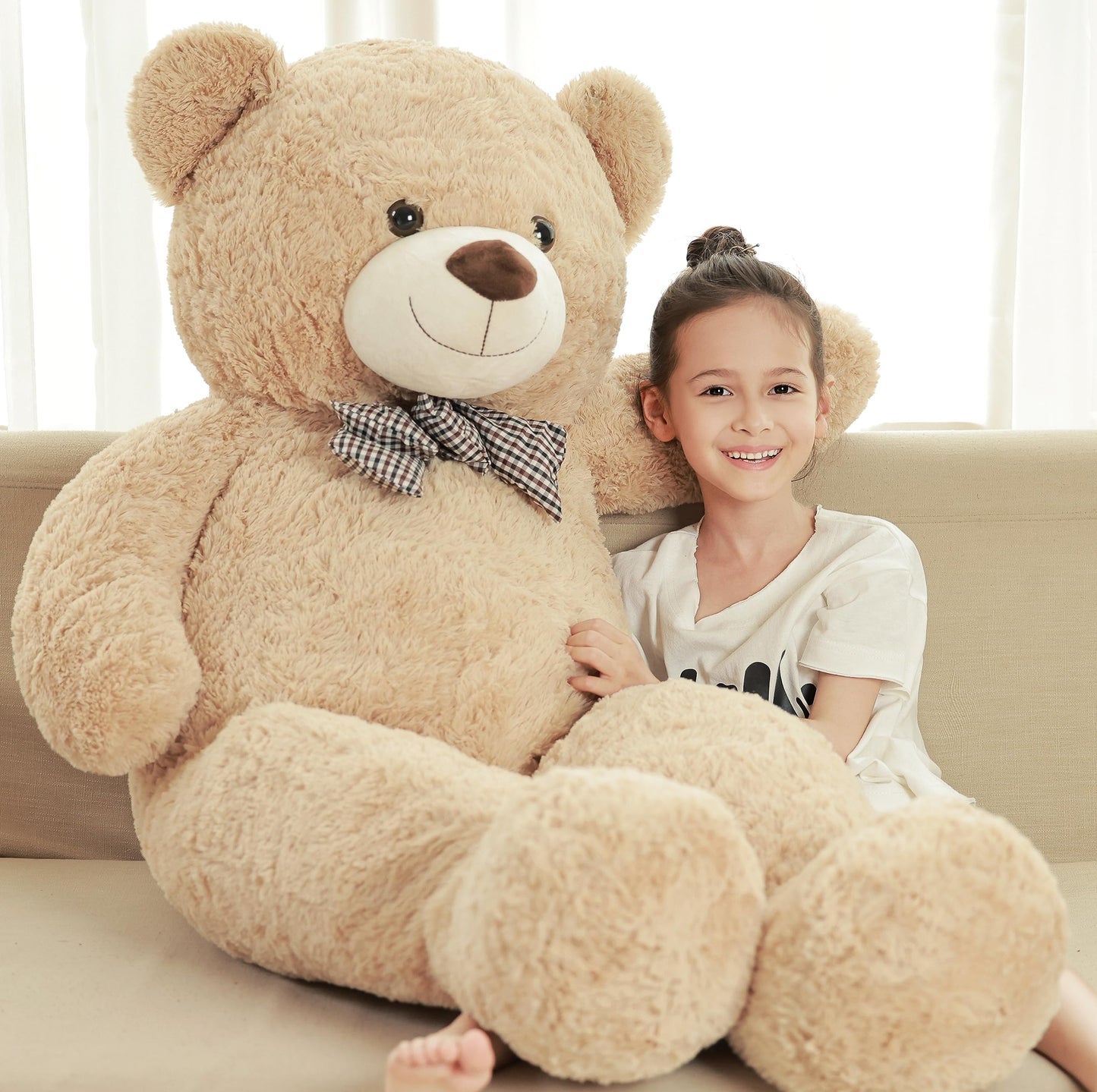 Poutmac Big Teddy Bear 55 Inches Giant Soft Stuffed Animals Cute Plush Toy For Girlfriend Women Kids For Valentine'S Christmas B