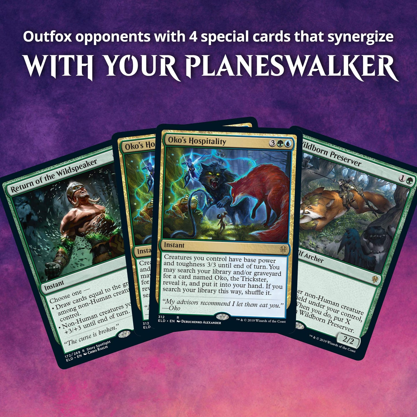 Magic The Gathering Throne Of Eldraine Oko, The Trickster Planeswalker Deck | Ready-To-Play | 60-Card Starter Deck