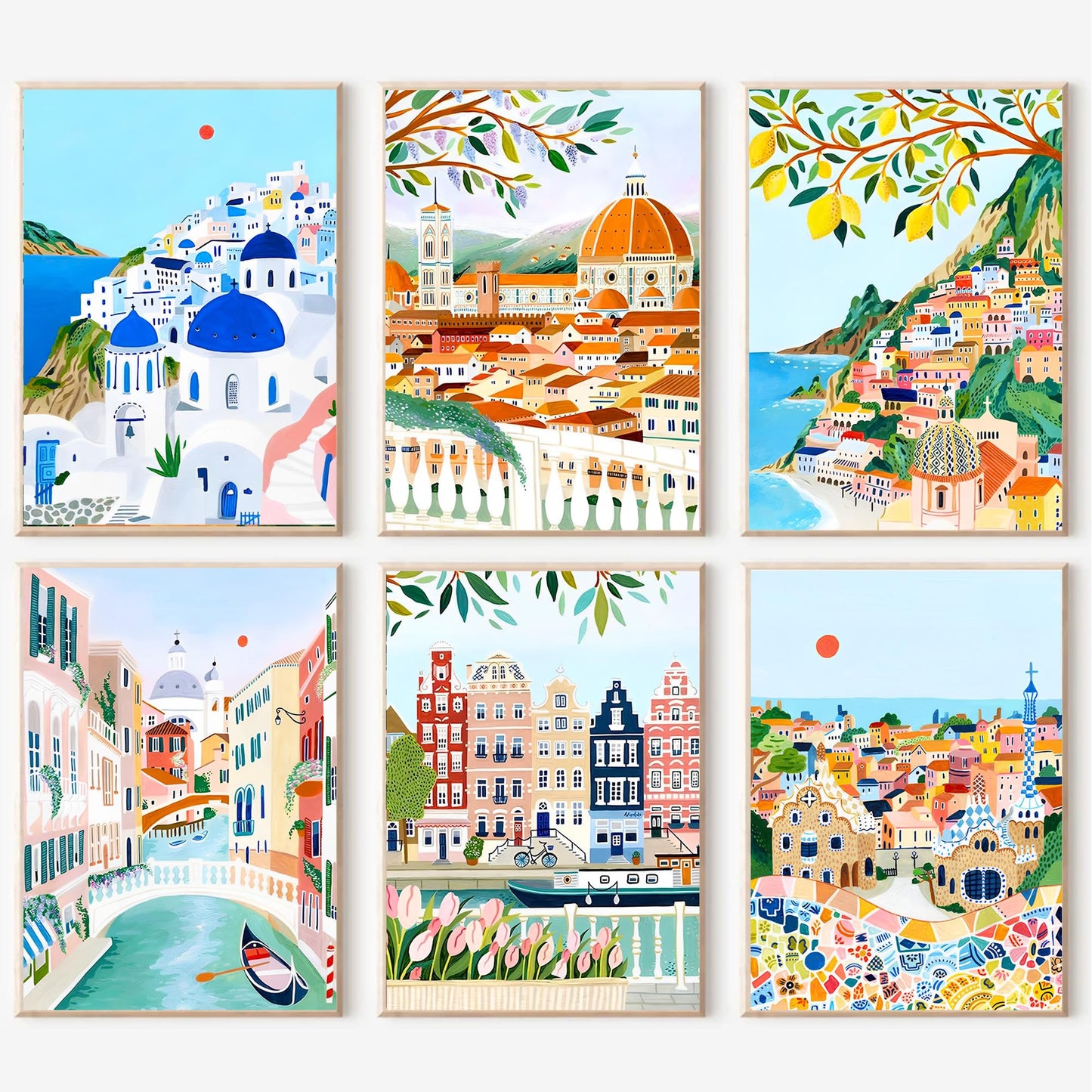 Cupmod 6 Packs Paint By Number For Adults,Scenery-Cityscape Diy Acrylic Oil Painting Paint By Numbers Kits On Canvas,Adults Pain
