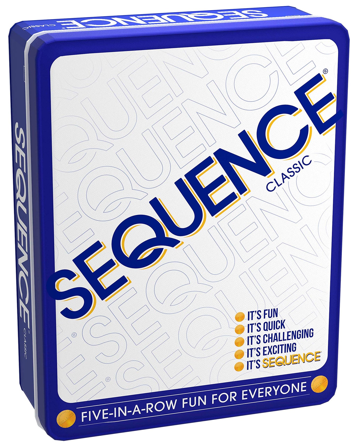 Jax Sequence in a Tin - Five-in-a-Row Game for 2-12 Players, White, Metal, Model 918169