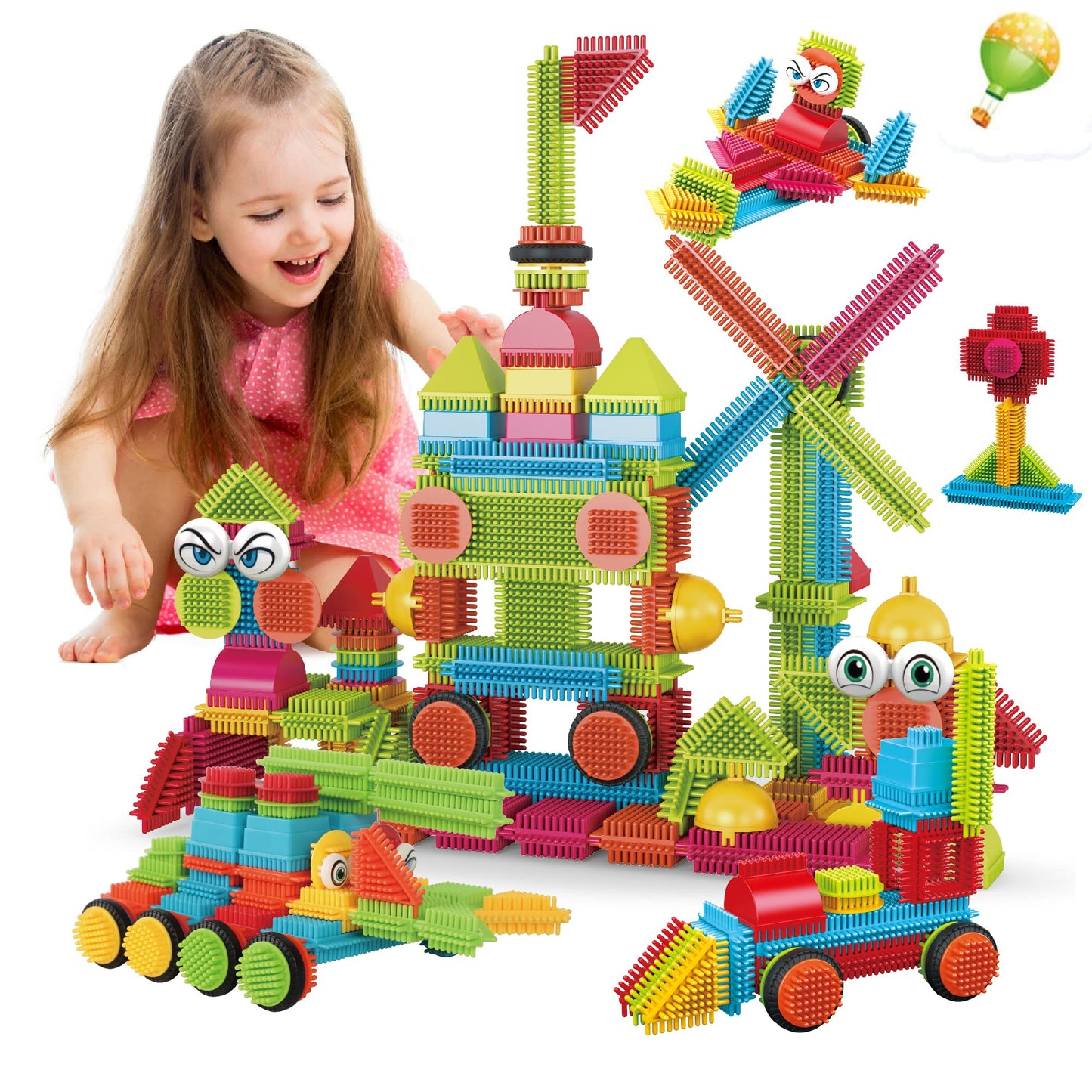 Contixo Stem Building Toys, St6 100 Pcs Bristle Shape 3D Tiles Set Construction Learning Stacking Educational Block, Creativity Beyond Imagination, Inspirational, Recreational Toy For Kids Ages 3-8