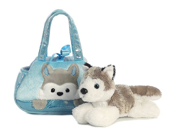 Aurora® Fashionable Fancy Pals™ Peek-A-Boo Husky Stuffed Animal - On-The-Go Companions - Stylish Accessories - Multicolor 7 Inches
