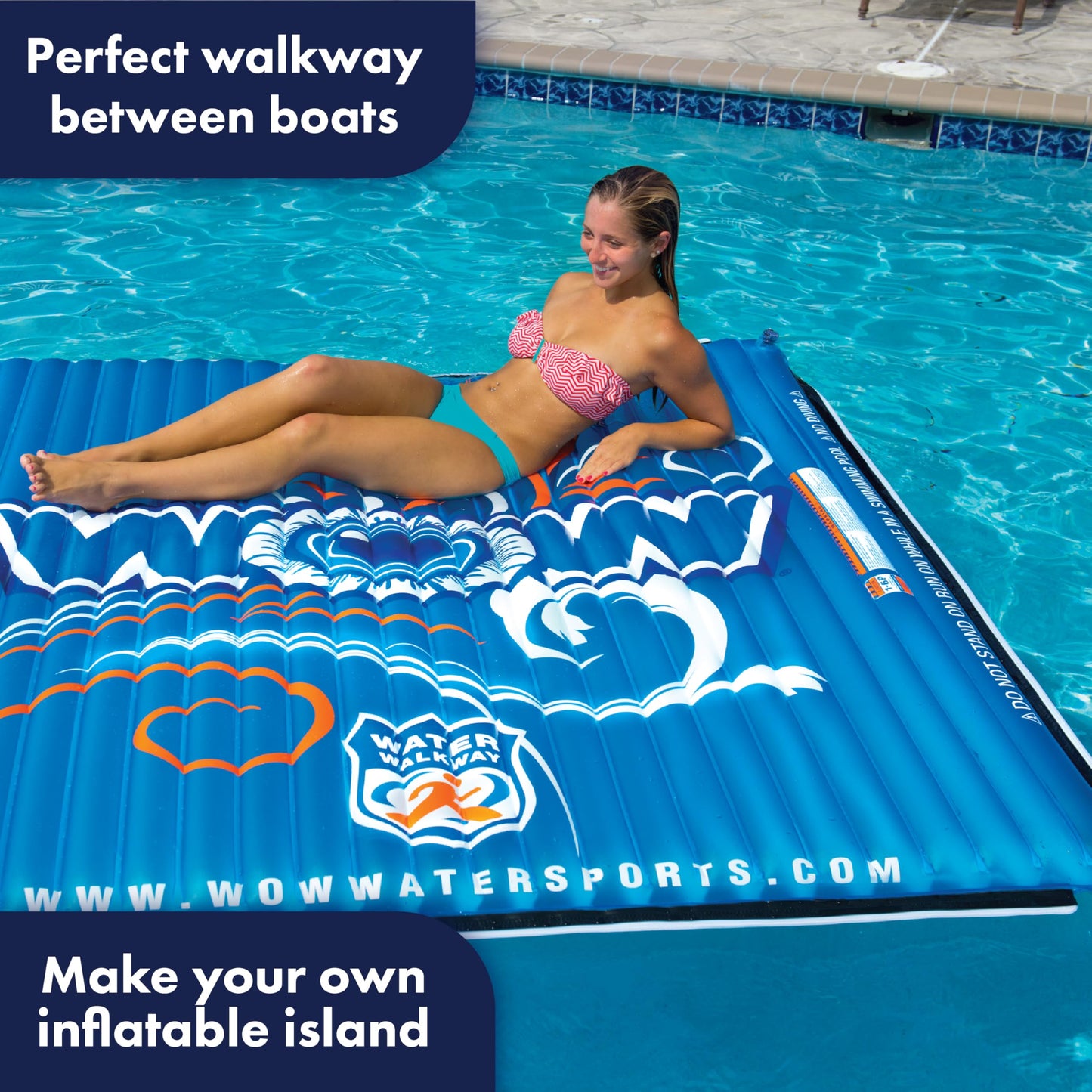 Wow Sports World Of Watersports Water Walkway 6 X 6 Feet Blue Inflatable Walkway, 14-2080